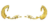 McTiegue Retro 1960's 18 Karat Gold Ribbed Ear-Clip Earrings - Wilson's Estate Jewelry