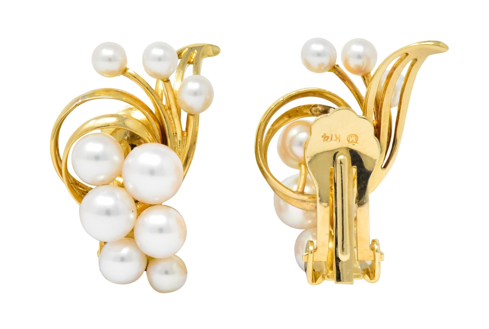 Mikimoto Cultured Pearl 18 Karat Gold Ear-Clip Earrings - Wilson's Estate Jewelry