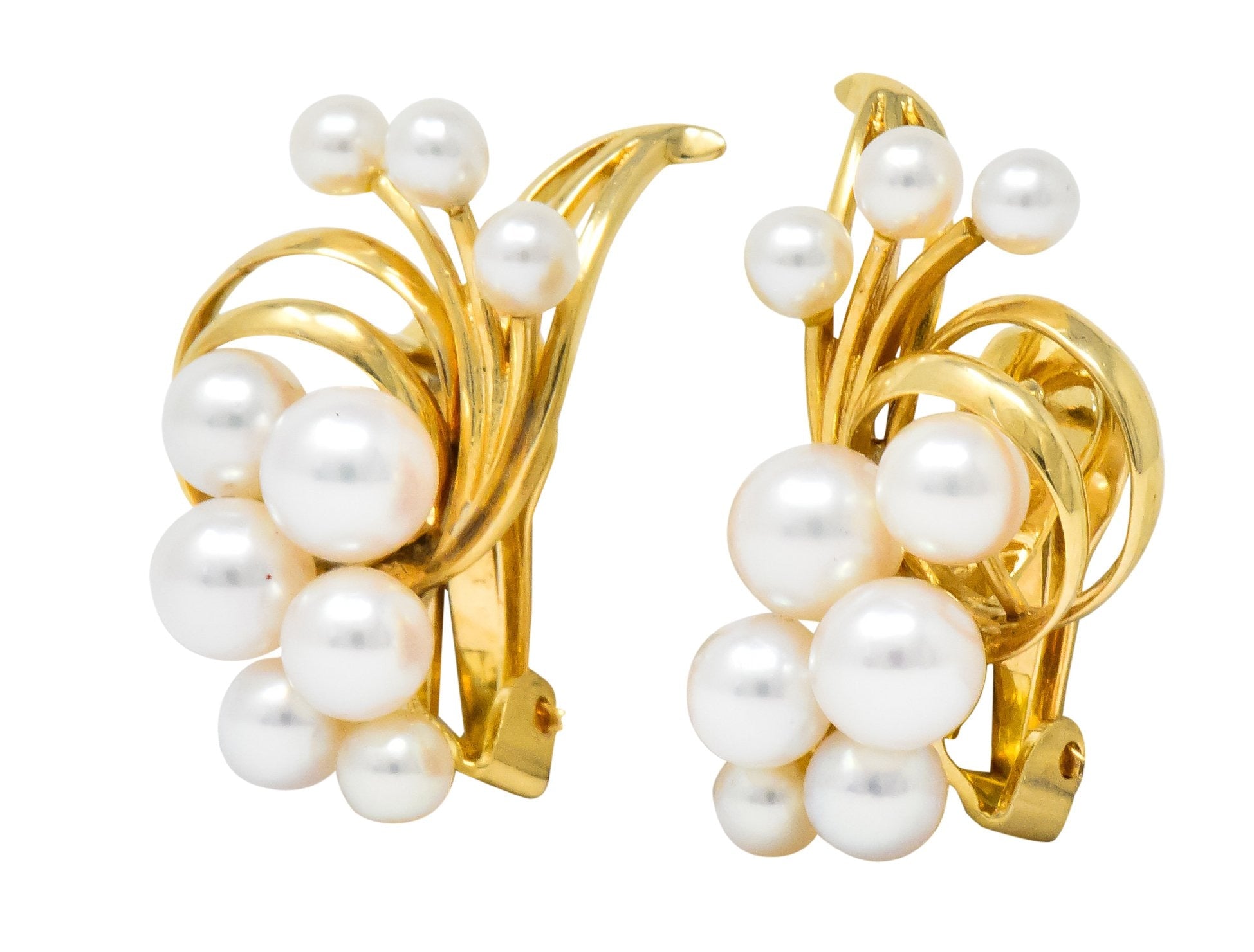 Mikimoto Cultured Pearl 18 Karat Gold Ear-Clip Earrings - Wilson's Estate Jewelry