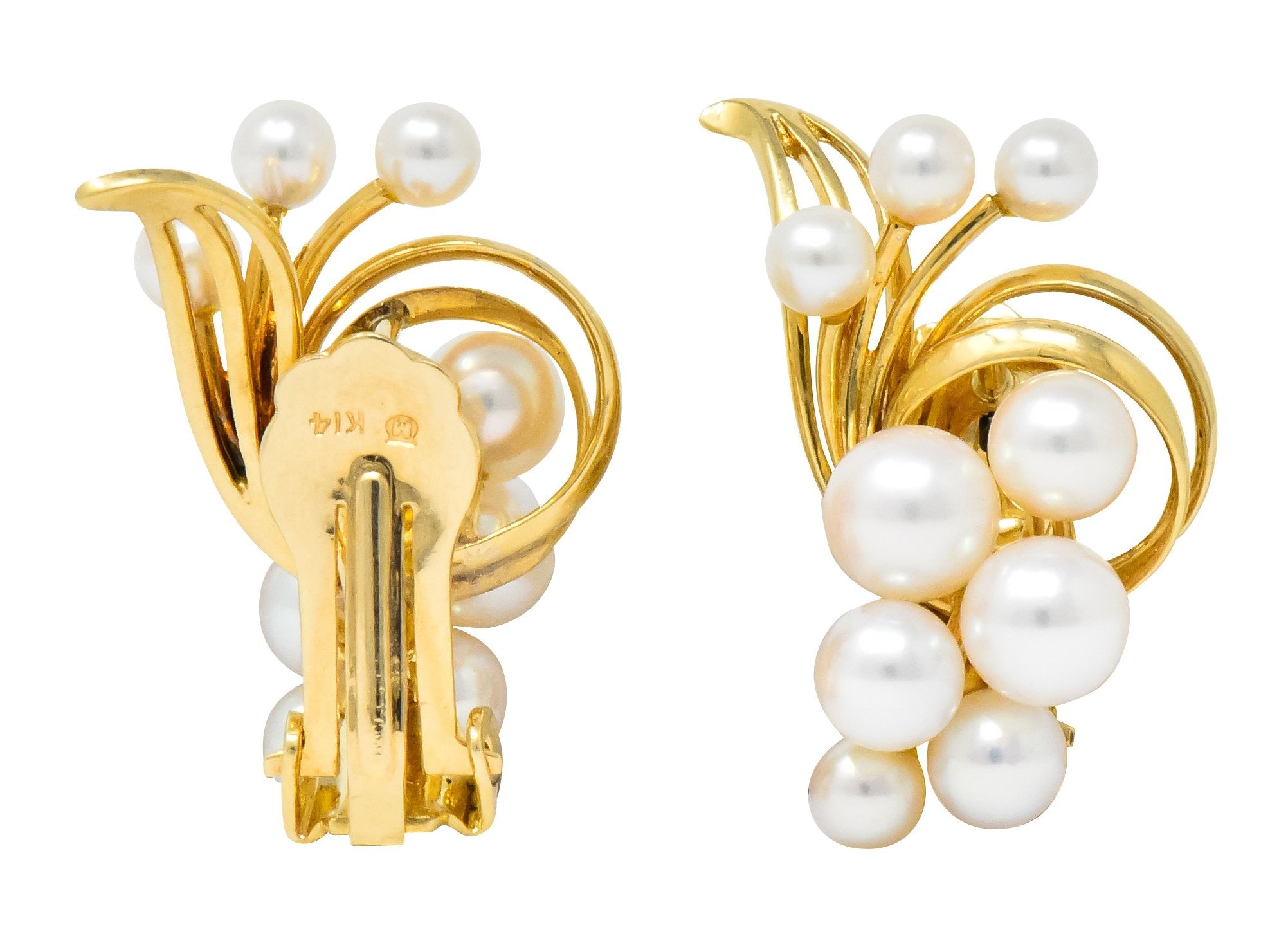 Mikimoto Cultured Pearl 18 Karat Gold Ear-Clip Earrings - Wilson's Estate Jewelry