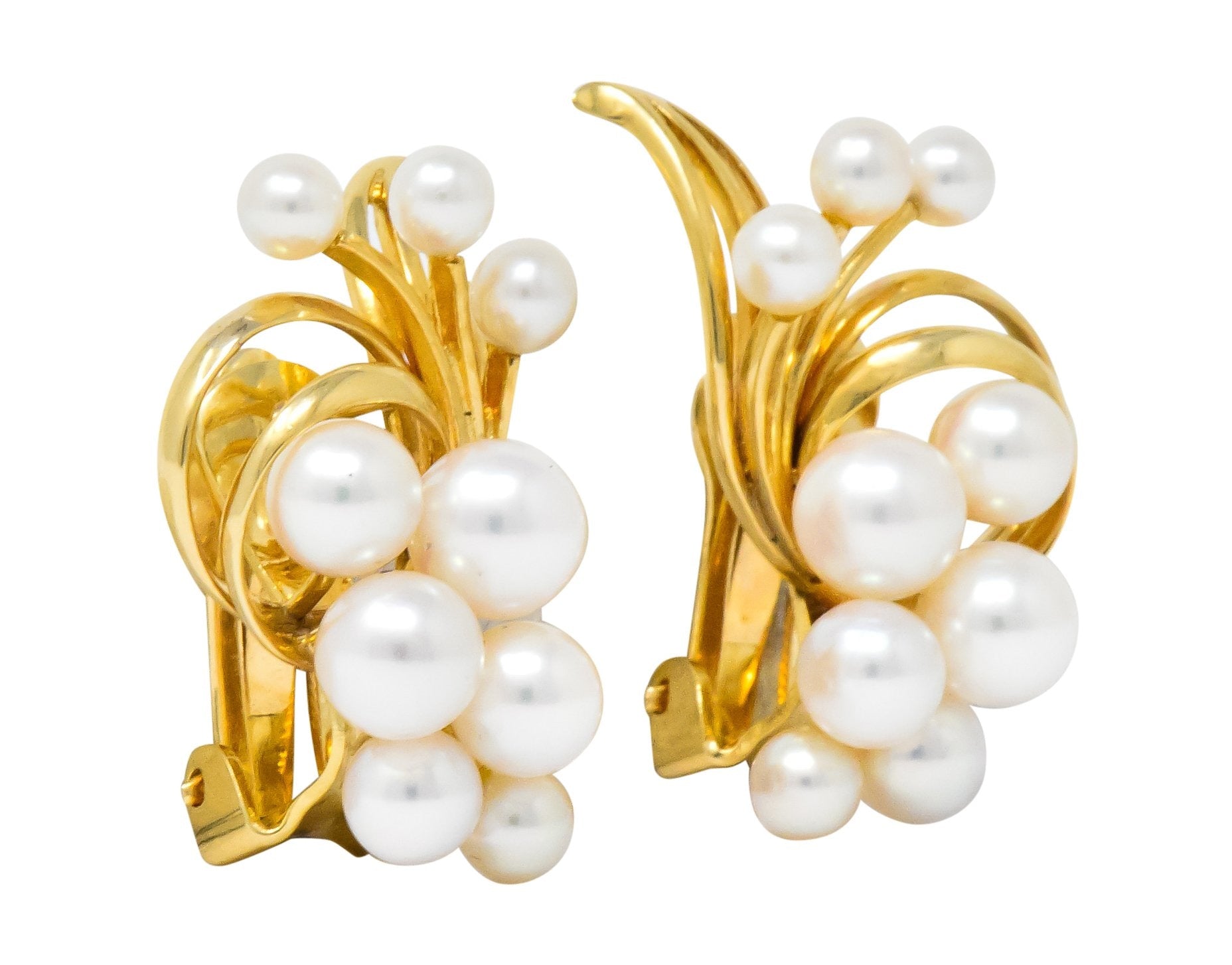 Mikimoto Cultured Pearl 18 Karat Gold Ear-Clip Earrings - Wilson's Estate Jewelry