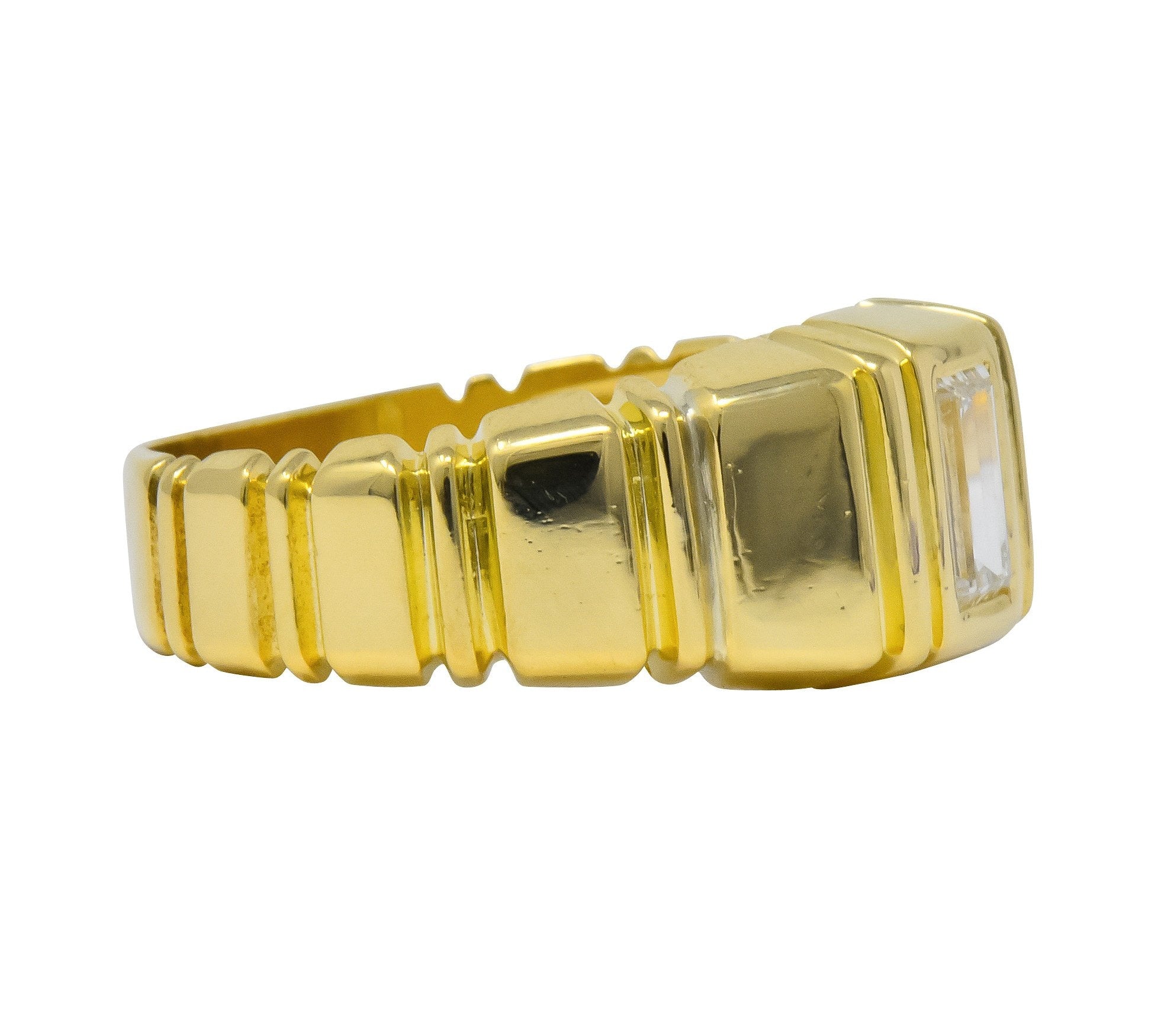 Modern 0.50 CTW Diamond 14 Karat Gold Unisex Ring - Wilson's Estate Jewelry