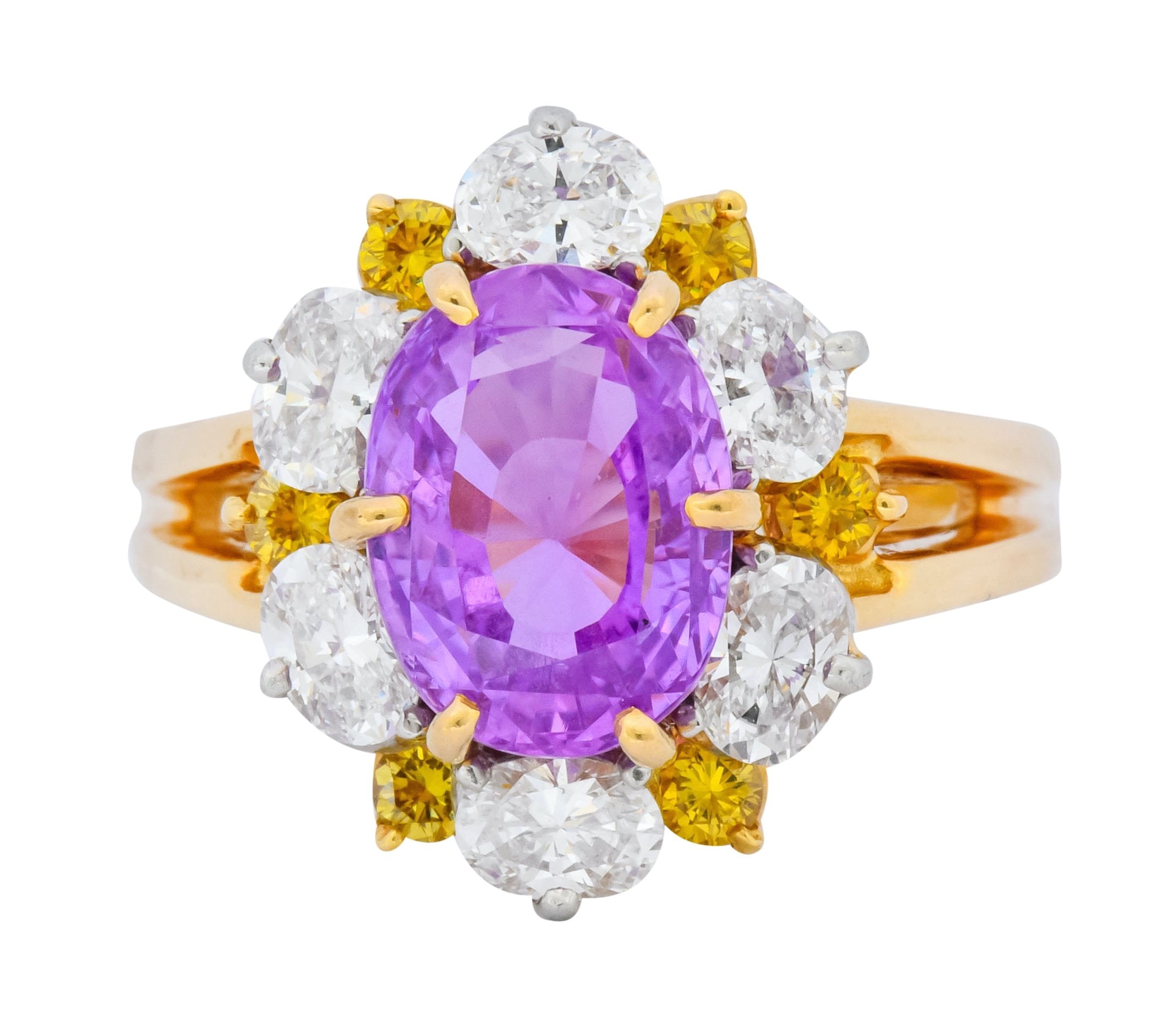 Oscar Heyman 5.36 CTW No Heat Pink Sapphire Fancy Colored Diamond Platinum 18 Karat Gold Ring AGL - Wilson's Estate Jewelry