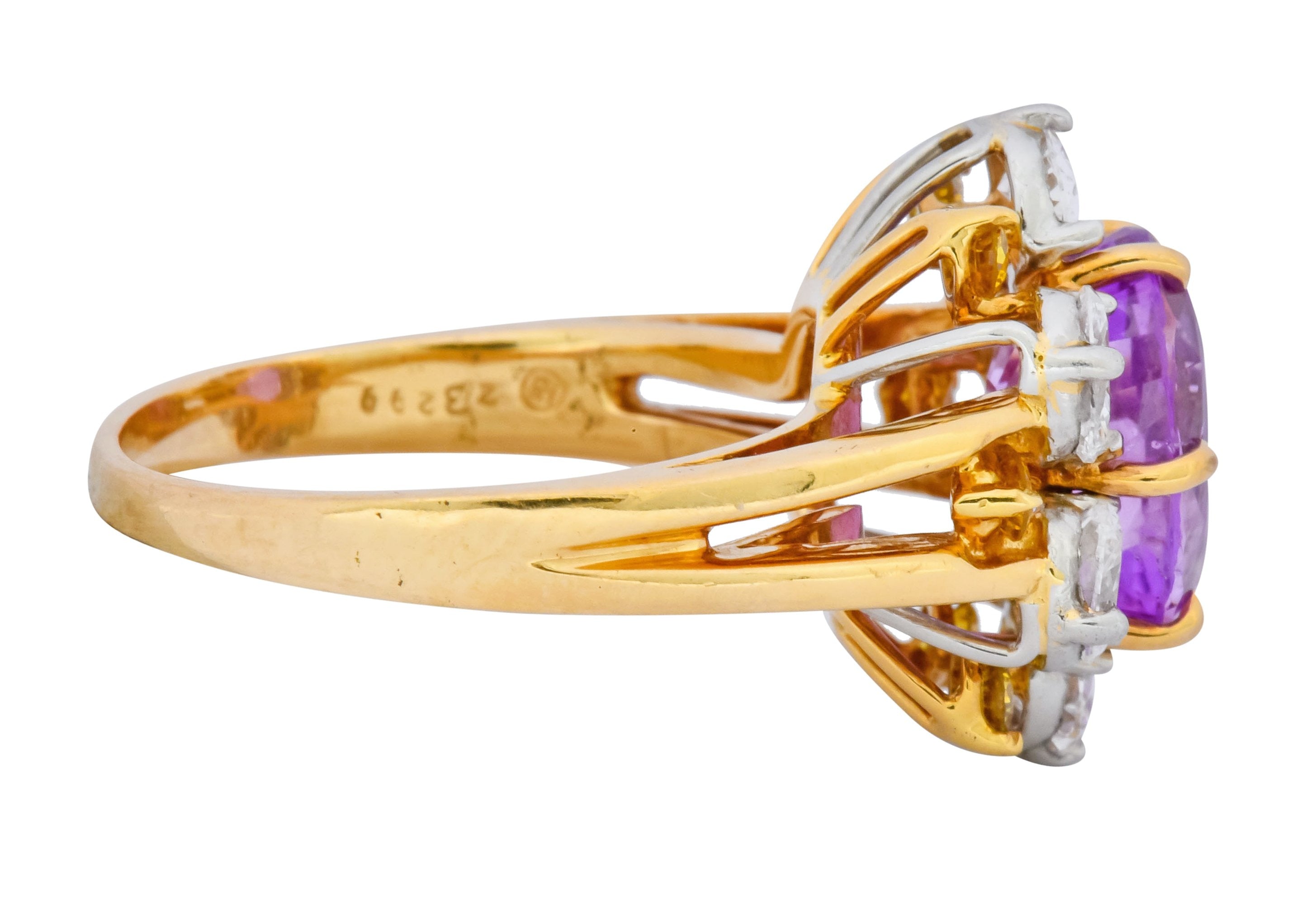 Oscar Heyman 5.36 CTW No Heat Pink Sapphire Fancy Colored Diamond Platinum 18 Karat Gold Ring AGL - Wilson's Estate Jewelry
