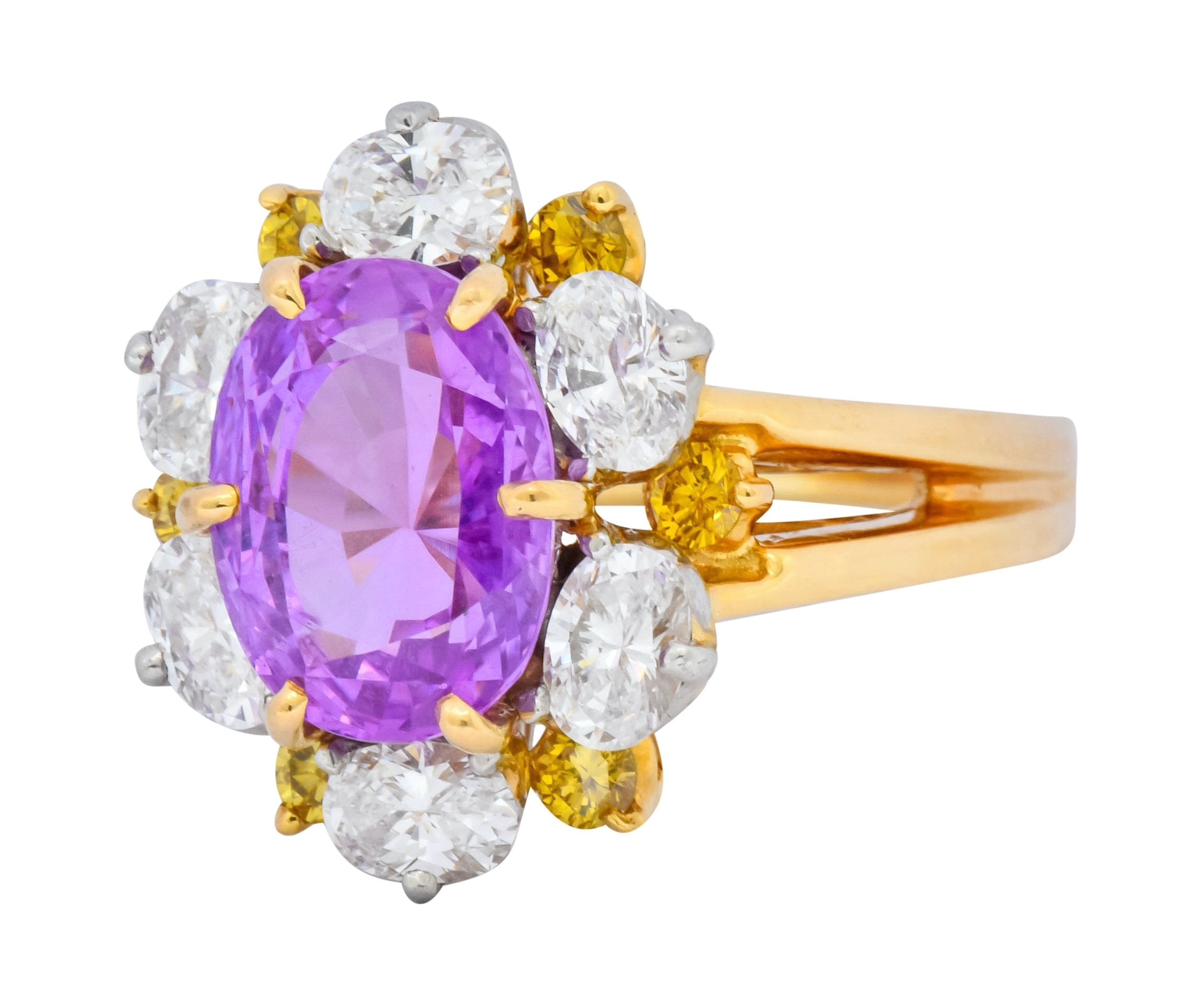 Oscar Heyman 5.36 CTW No Heat Pink Sapphire Fancy Colored Diamond Platinum 18 Karat Gold Ring AGL - Wilson's Estate Jewelry