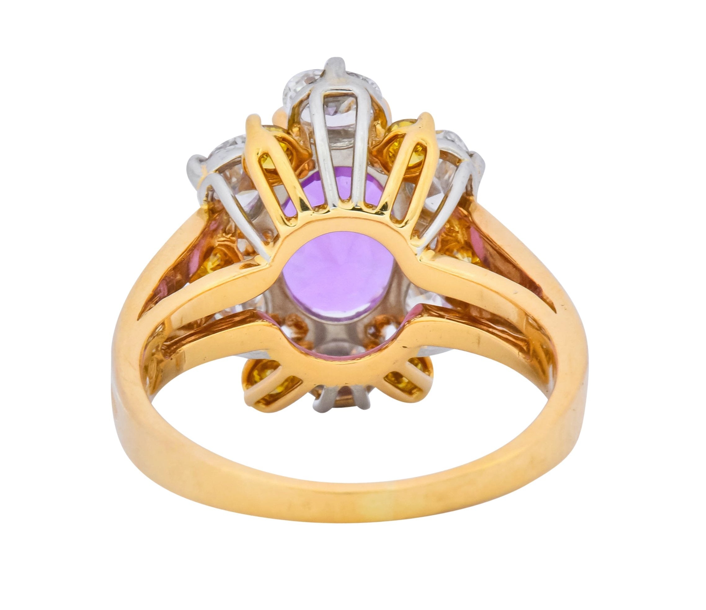 Oscar Heyman 5.36 CTW No Heat Pink Sapphire Fancy Colored Diamond Platinum 18 Karat Gold Ring AGL - Wilson's Estate Jewelry