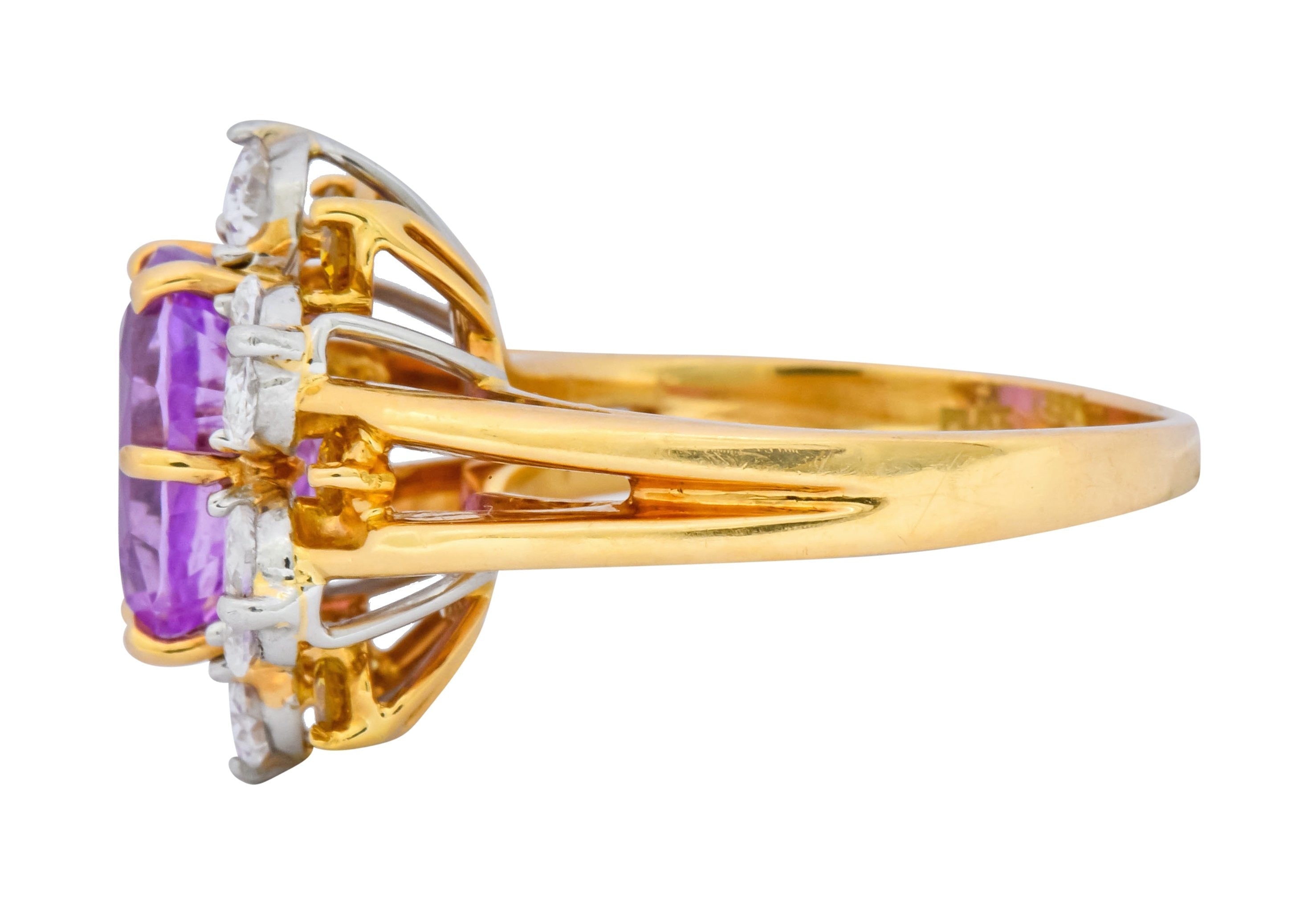 Oscar Heyman 5.36 CTW No Heat Pink Sapphire Fancy Colored Diamond Platinum 18 Karat Gold Ring AGL - Wilson's Estate Jewelry