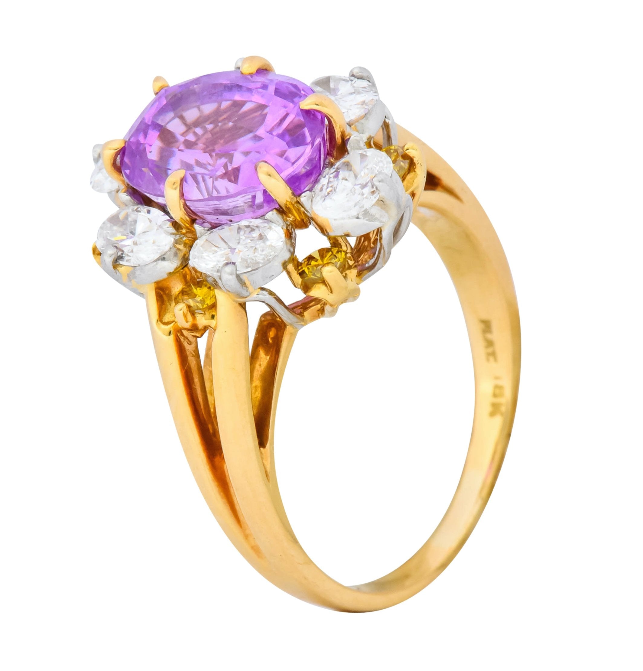 Oscar Heyman 5.36 CTW No Heat Pink Sapphire Fancy Colored Diamond Platinum 18 Karat Gold Ring AGL - Wilson's Estate Jewelry
