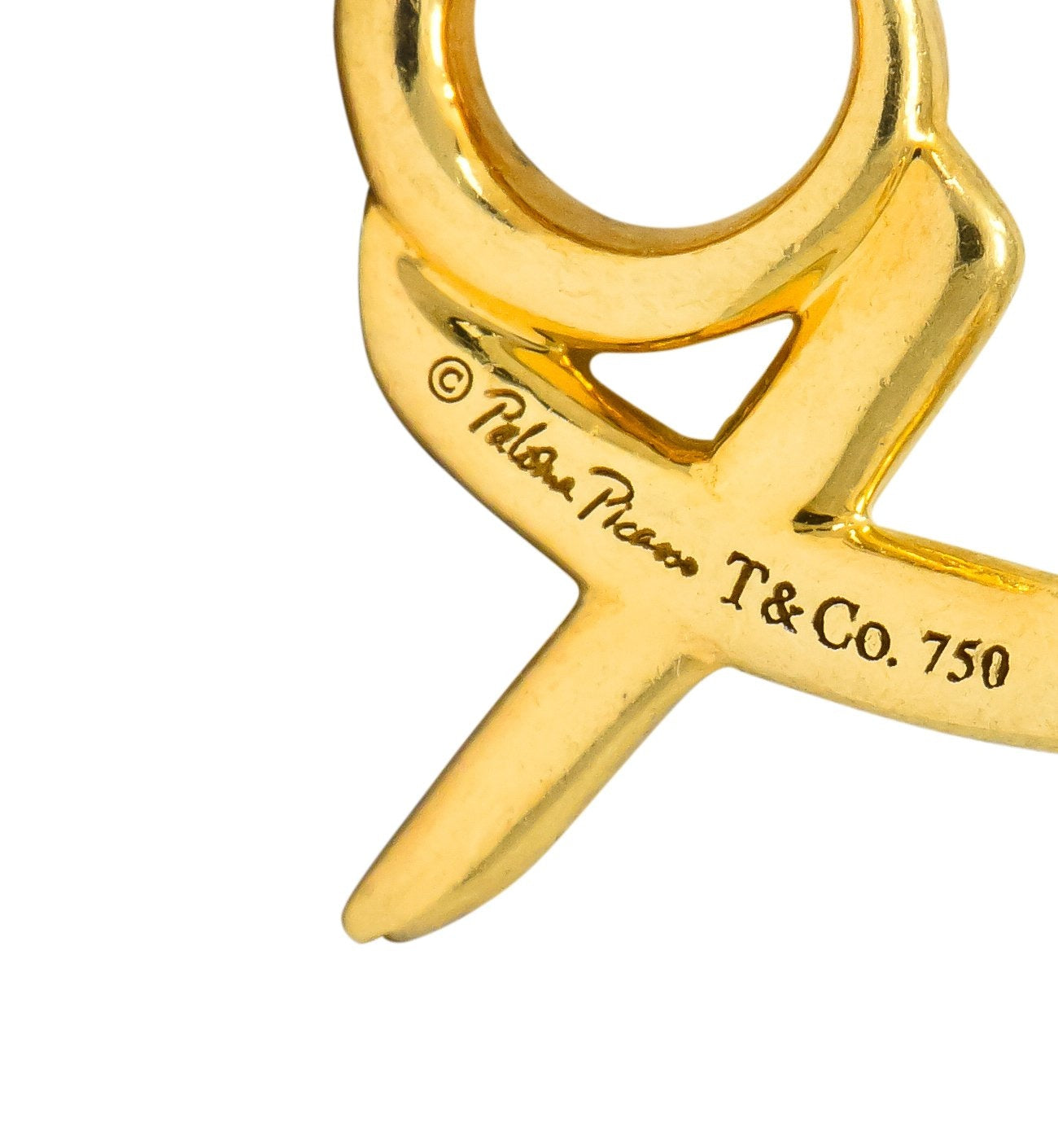 Paloma Picasso Tiffany & Co. 18 Karat Gold Graffiti Love and Kisses XO Charm Pendant - Wilson's Estate Jewelry