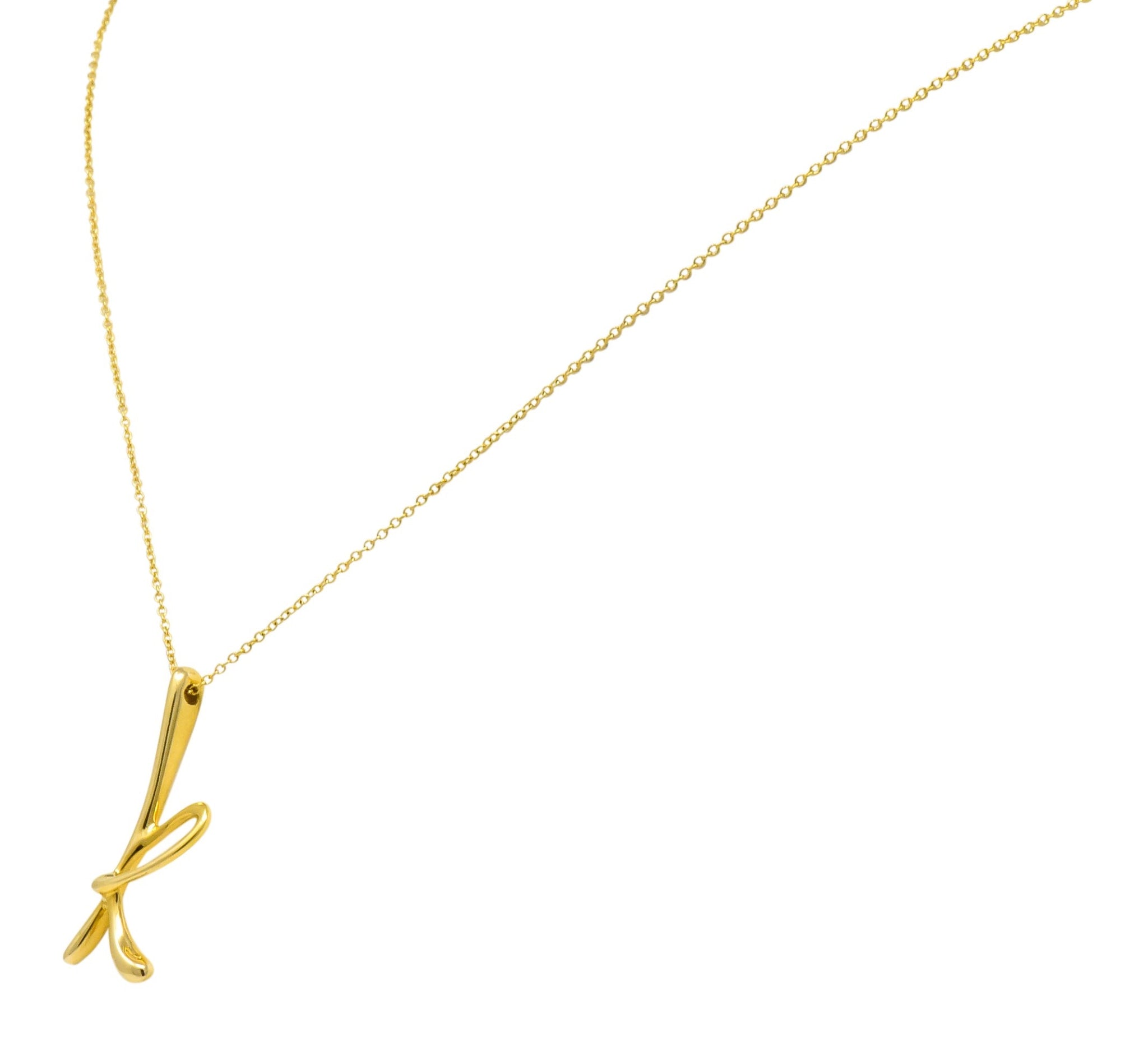 Paloma Picasso Tiffany & Co. 18 Karat Gold Letter K Pendant Necklace - Wilson's Estate Jewelry