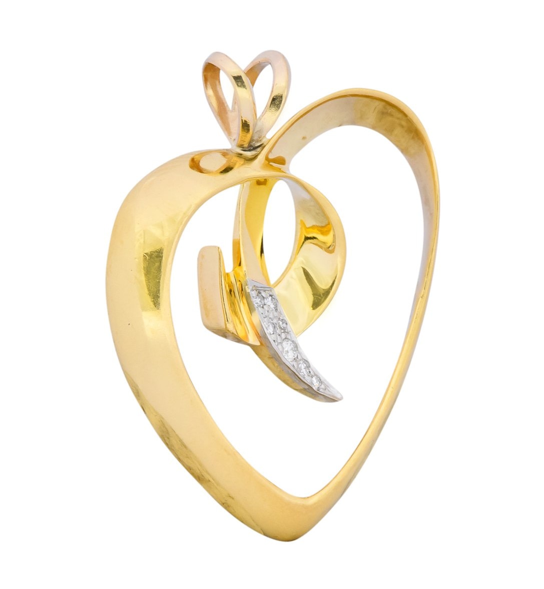 Paloma Picasso Tiffany & Co. 1983 Diamond 18 Karat Gold Loving Heart Pendant - Wilson's Estate Jewelry