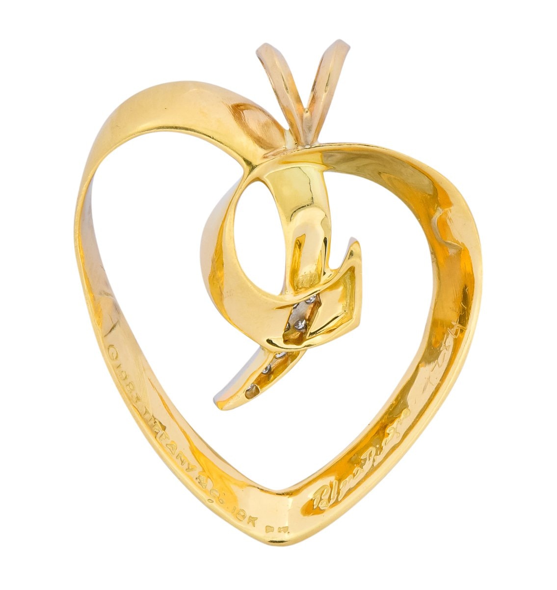 Paloma Picasso Tiffany & Co. 1983 Diamond 18 Karat Gold Loving Heart Pendant - Wilson's Estate Jewelry