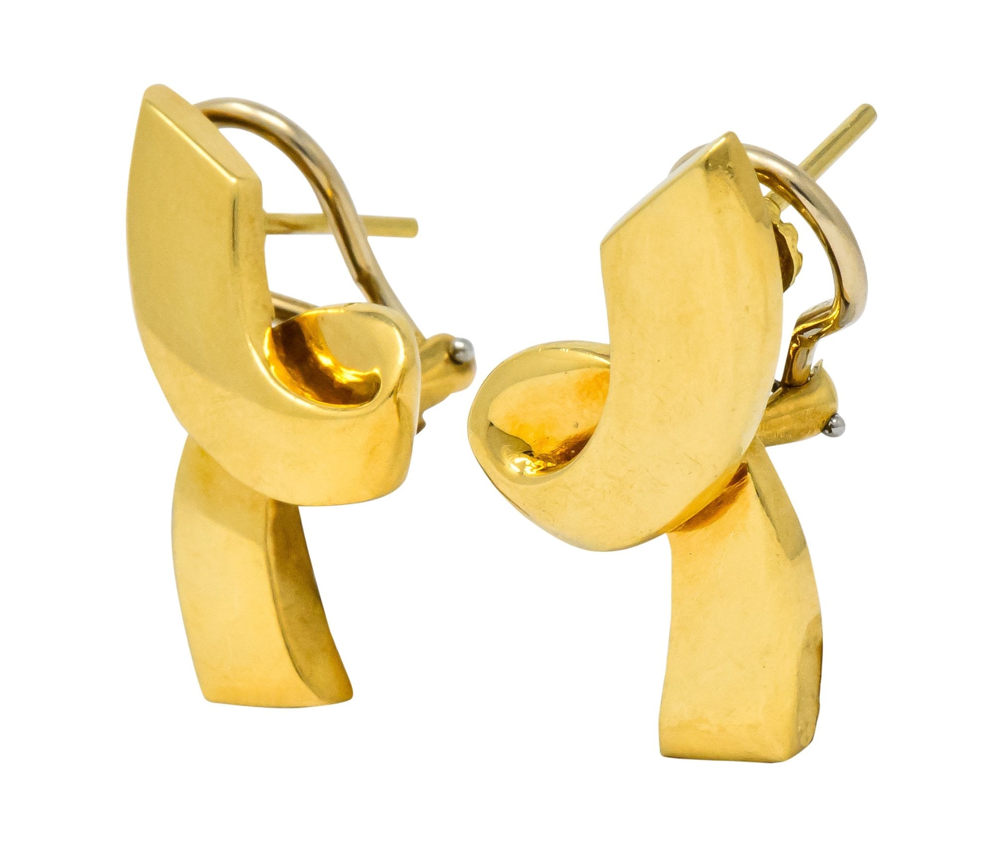 Paloma Picasso Tiffany & Co. 1986 18 Karat Yellow Gold Ribbon Earrings - Wilson's Estate Jewelry