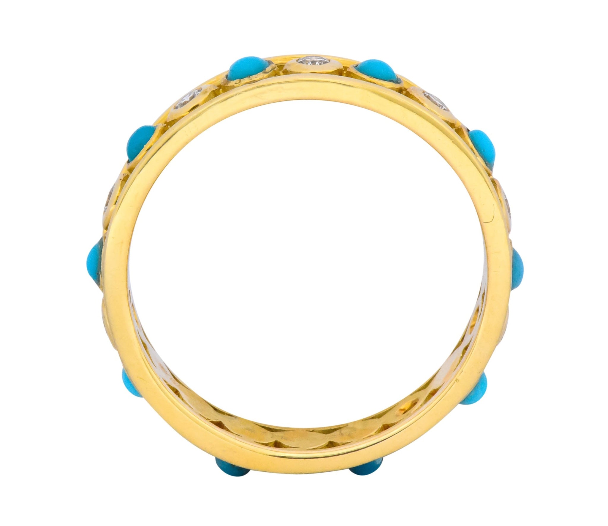 Paloma Picasso Tiffany & Co. Italy Diamond Turquoise 18 Karat Gold Band Ring - Wilson's Estate Jewelry