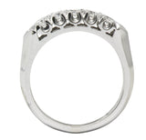 Retro 0.50 CTW Diamond Platinum Fishtail Anniversary Band Ring Wilson's Estate Jewelry