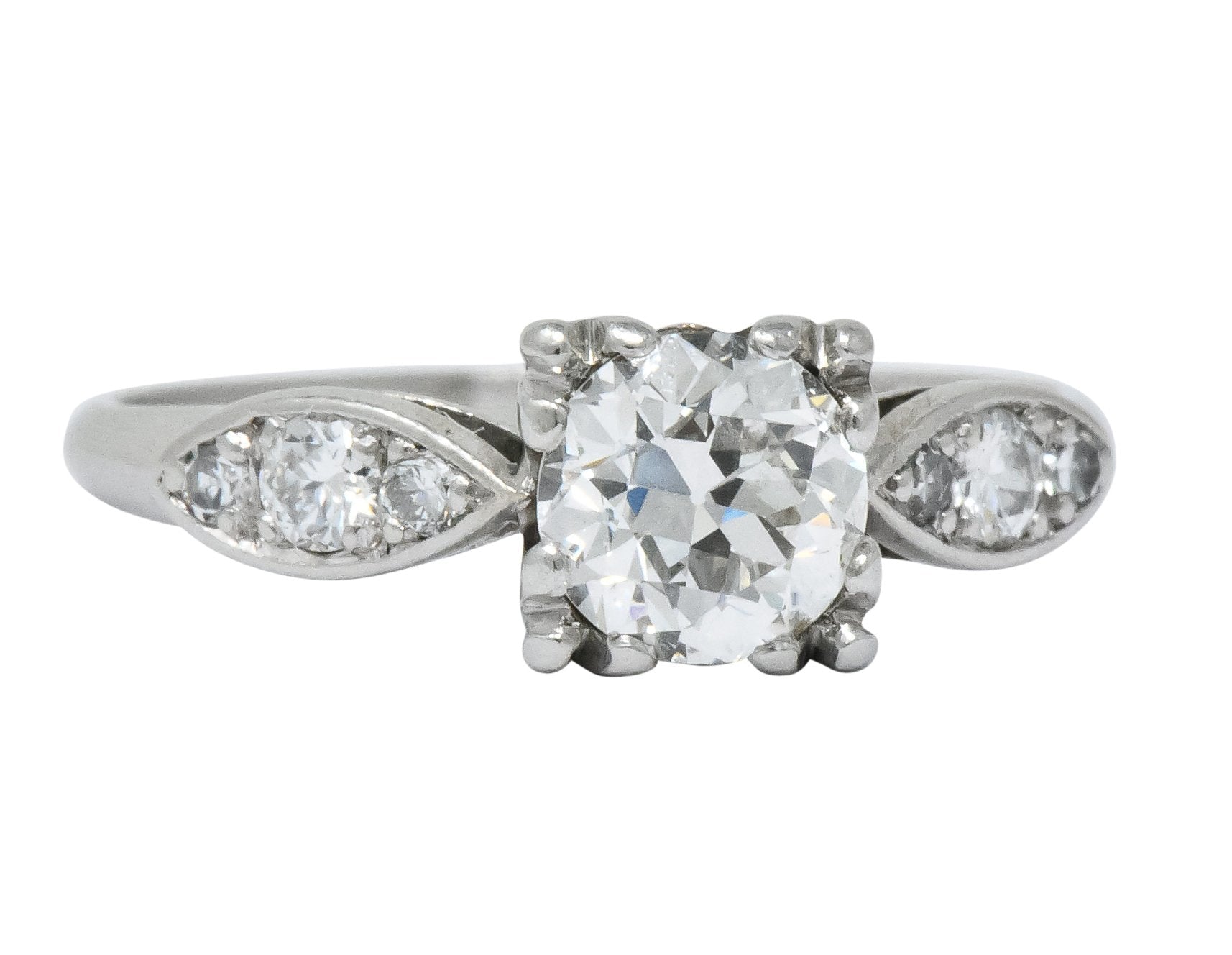 Retro 0.90 CTW Old European Cut Diamond Platinum Engagement Ring - Wilson's Estate Jewelry