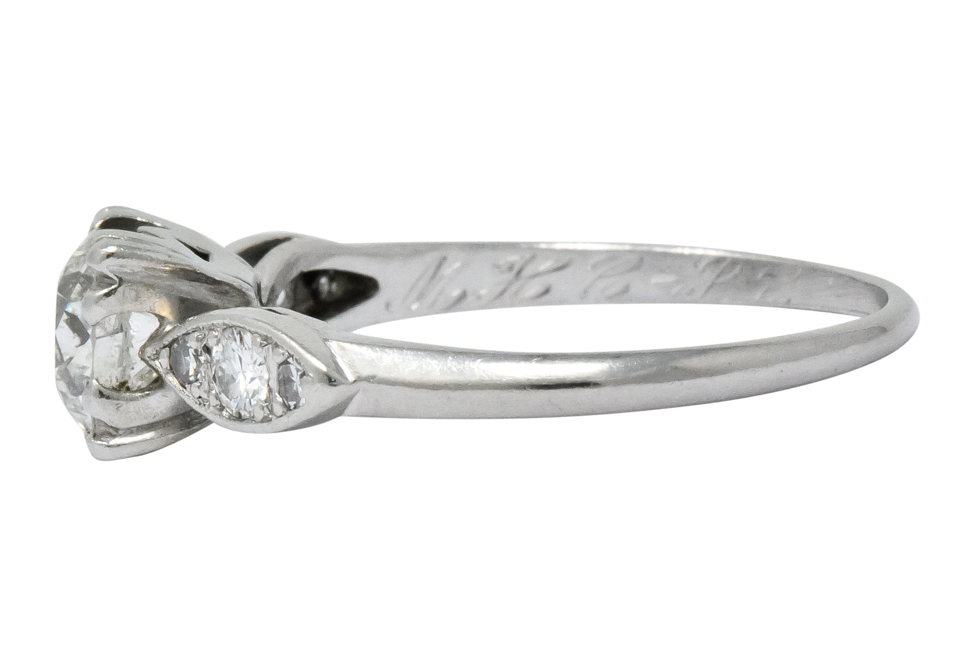 Retro 0.90 CTW Old European Cut Diamond Platinum Engagement Ring - Wilson's Estate Jewelry