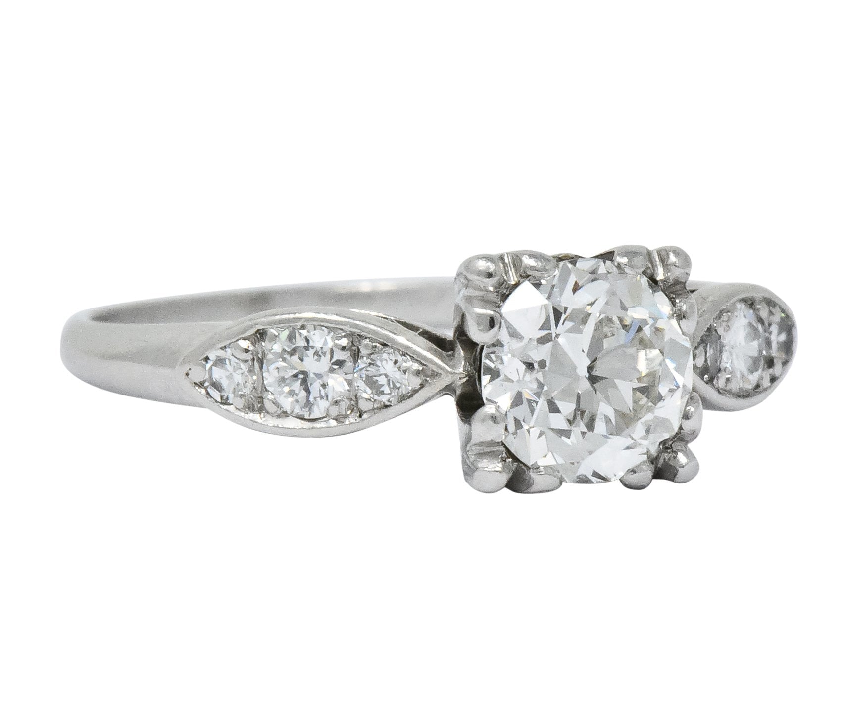 Retro 0.90 CTW Old European Cut Diamond Platinum Engagement Ring - Wilson's Estate Jewelry