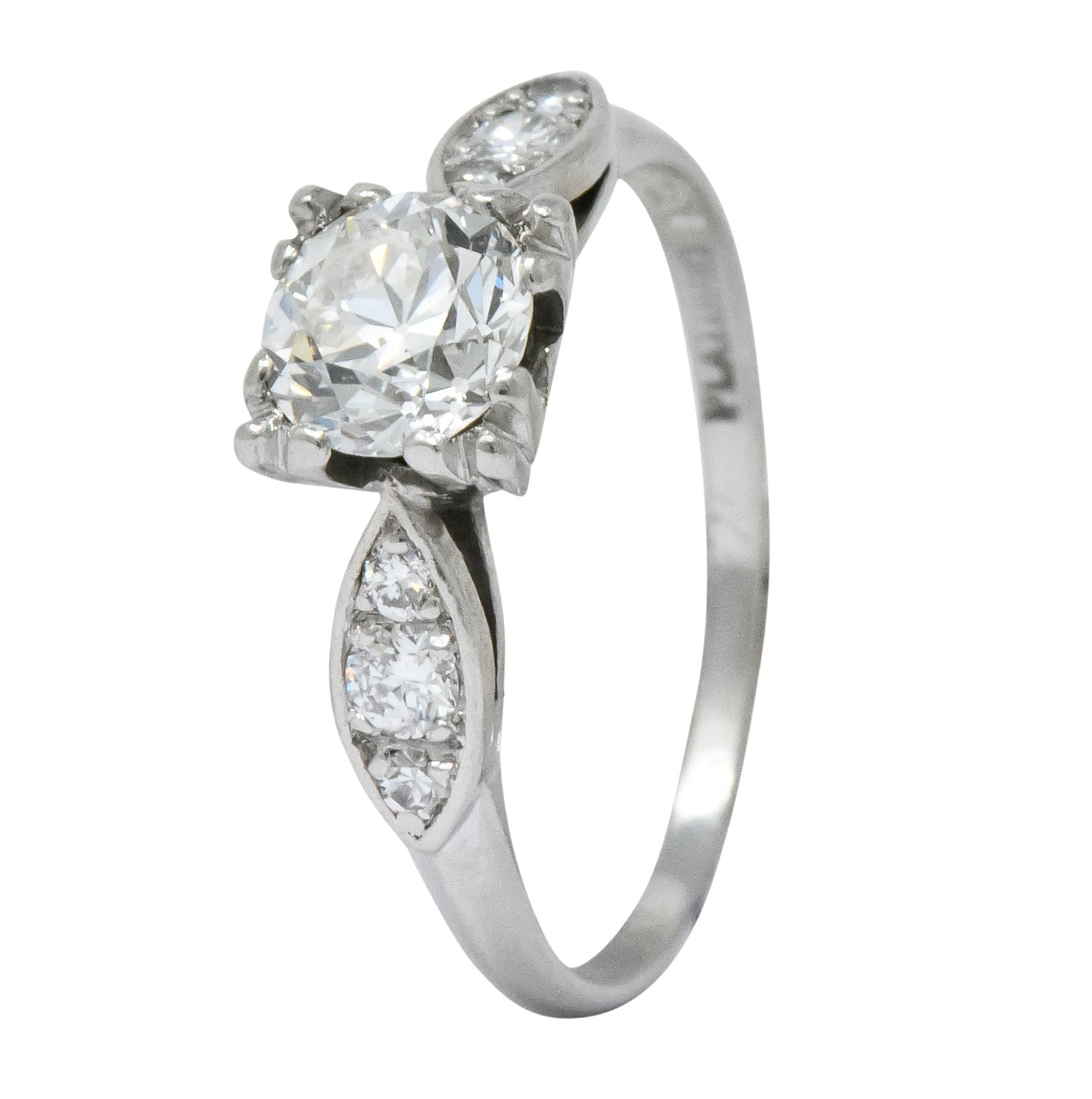 Retro 0.90 CTW Old European Cut Diamond Platinum Engagement Ring - Wilson's Estate Jewelry