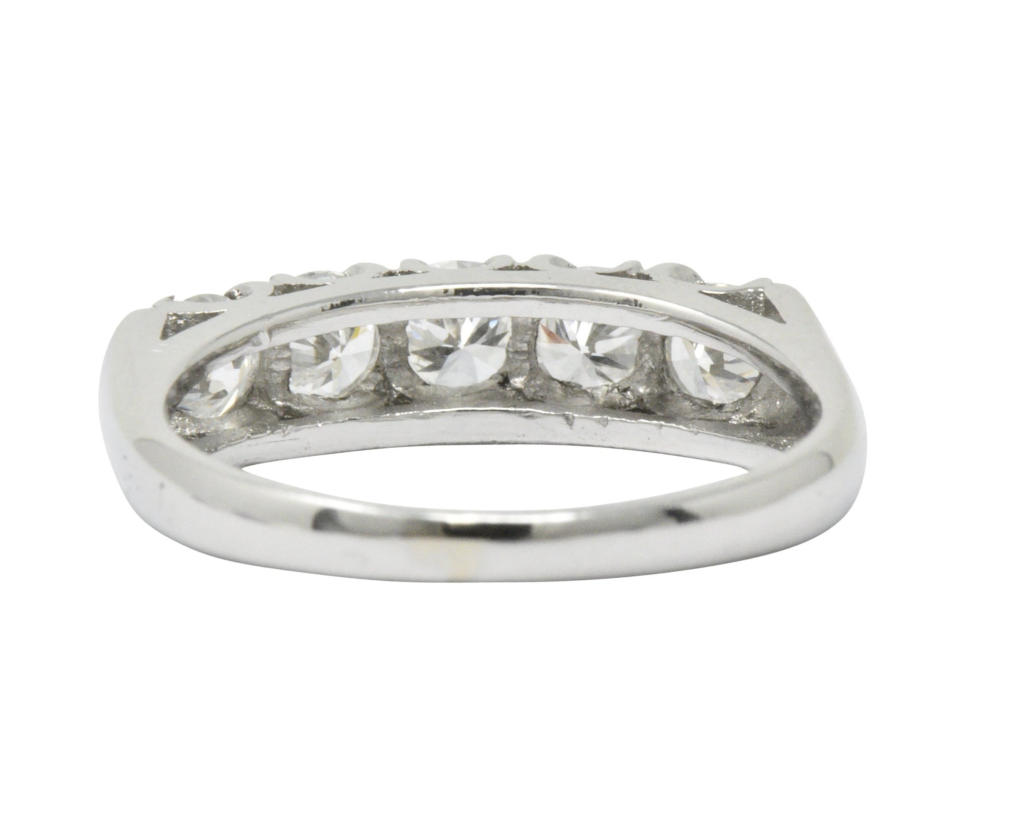 Retro 1.25 CTW Diamond Platinum 5 Stone Anniversary Band Stackable Ring Wilson's Estate Jewelry