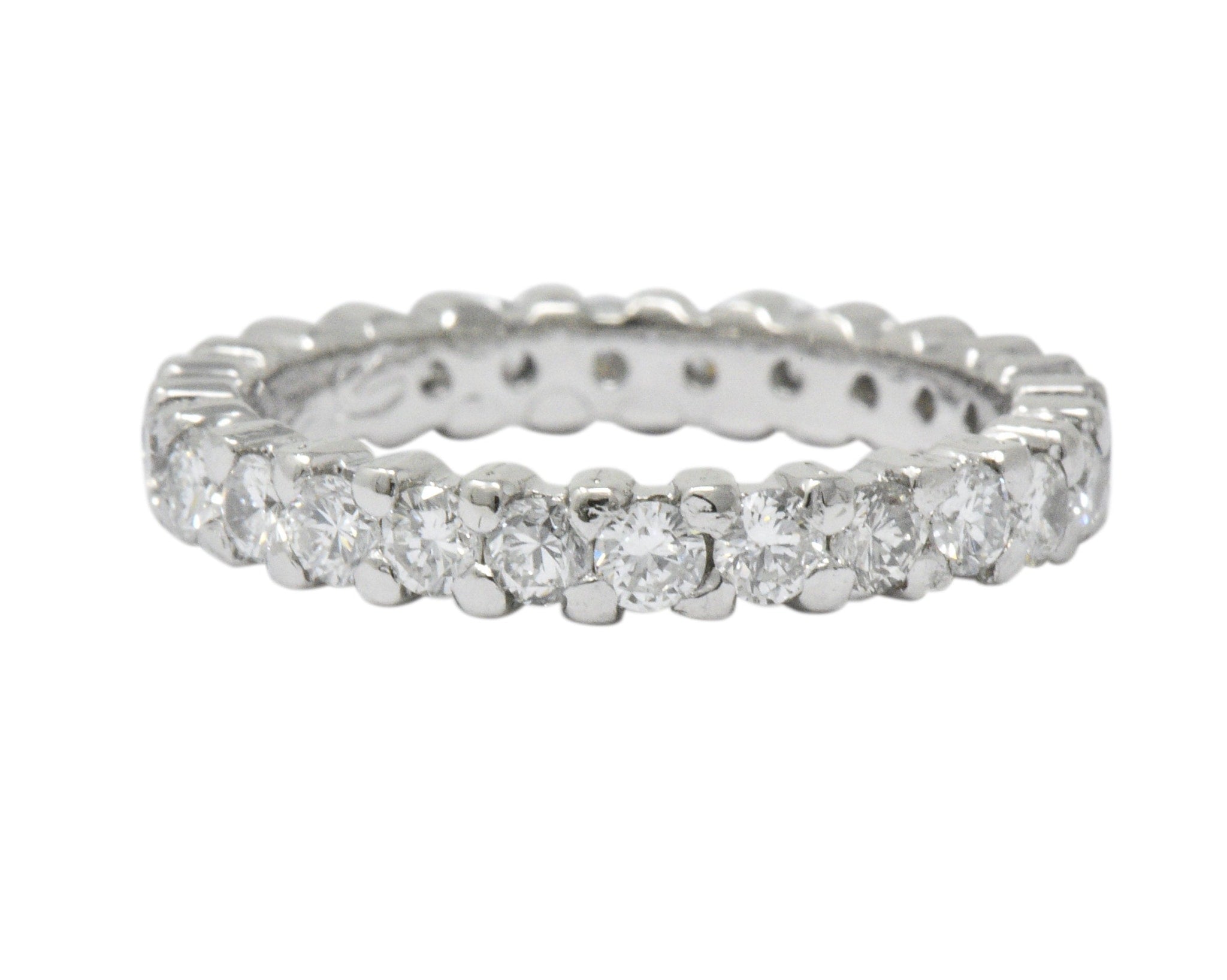 Retro 1.30 CTW Diamond Platinum Eternity Band or Stackable Ring Wilson's Estate Jewelry