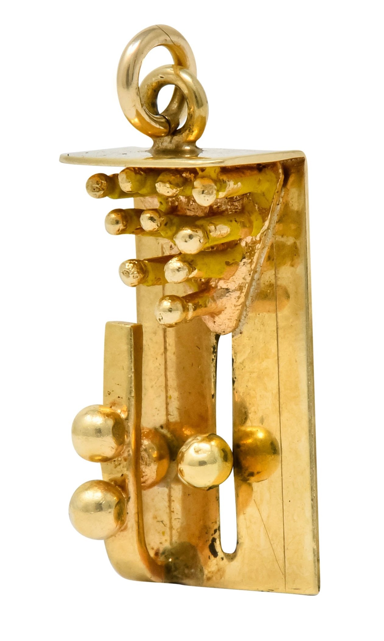 Retro 14 Karat Gold Articulated Bowling Lane Charm - Wilson's Estate Jewelry