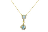 Retro 4.75 CTW Blue Zircon Seed Pearl 14 Karat Gold Drop Necklace Wilson's Estate Jewelry