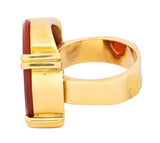 Retro Carnelian Intaglio 18 Karat Gold Deo Regi Patria Unisex Ring - Wilson's Estate Jewelry