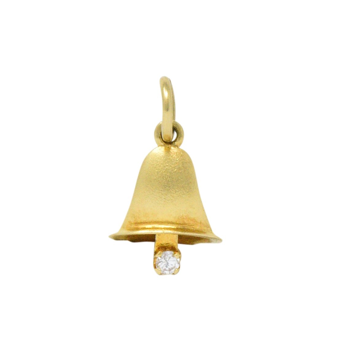 Retro Diamond 14 Karat Gold Articulated Bell Charm Wilson's Estate Jewelry