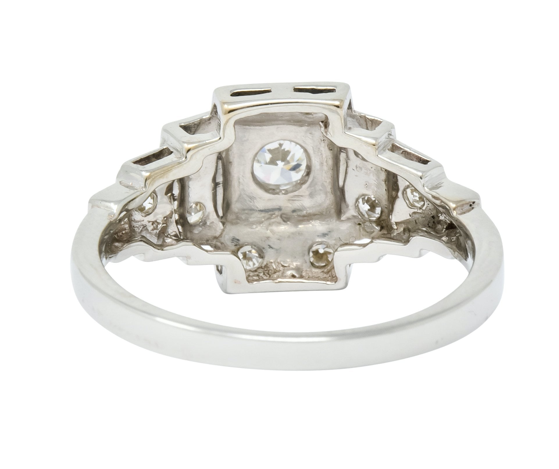 Retro Diamond 14 Karat White Gold Engagement Ring Circa 1940's - Wilson's Estate Jewelry