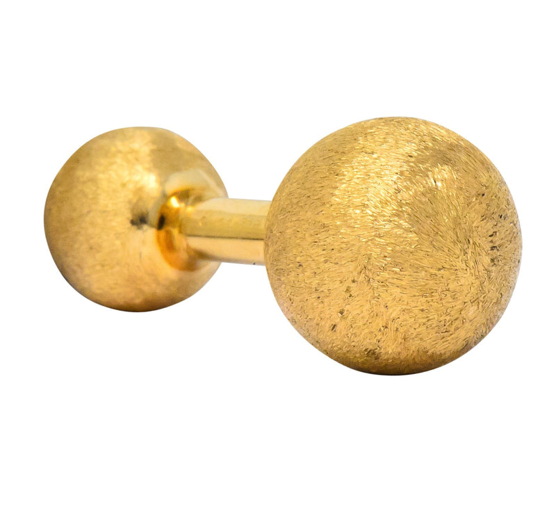 Retro Tiffany & Co. 14 Karat Gold Brushed Ball Men's Cufflinks - Wilson's Estate Jewelry