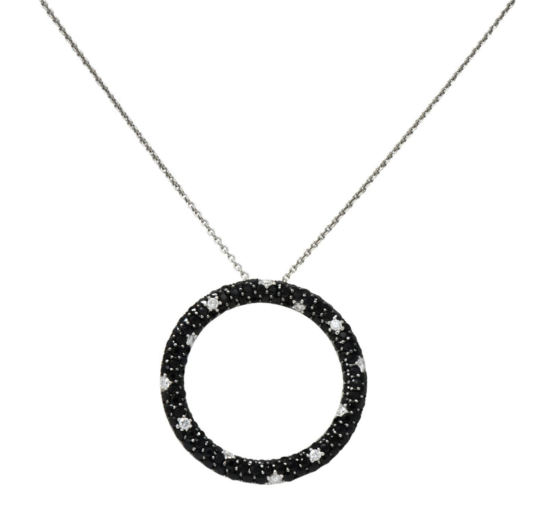 Roberto Coin 4.85 CTW Black Sapphire Diamond 18 Karat White Gold Fantasia Drop Necklace - Wilson's Estate Jewelry