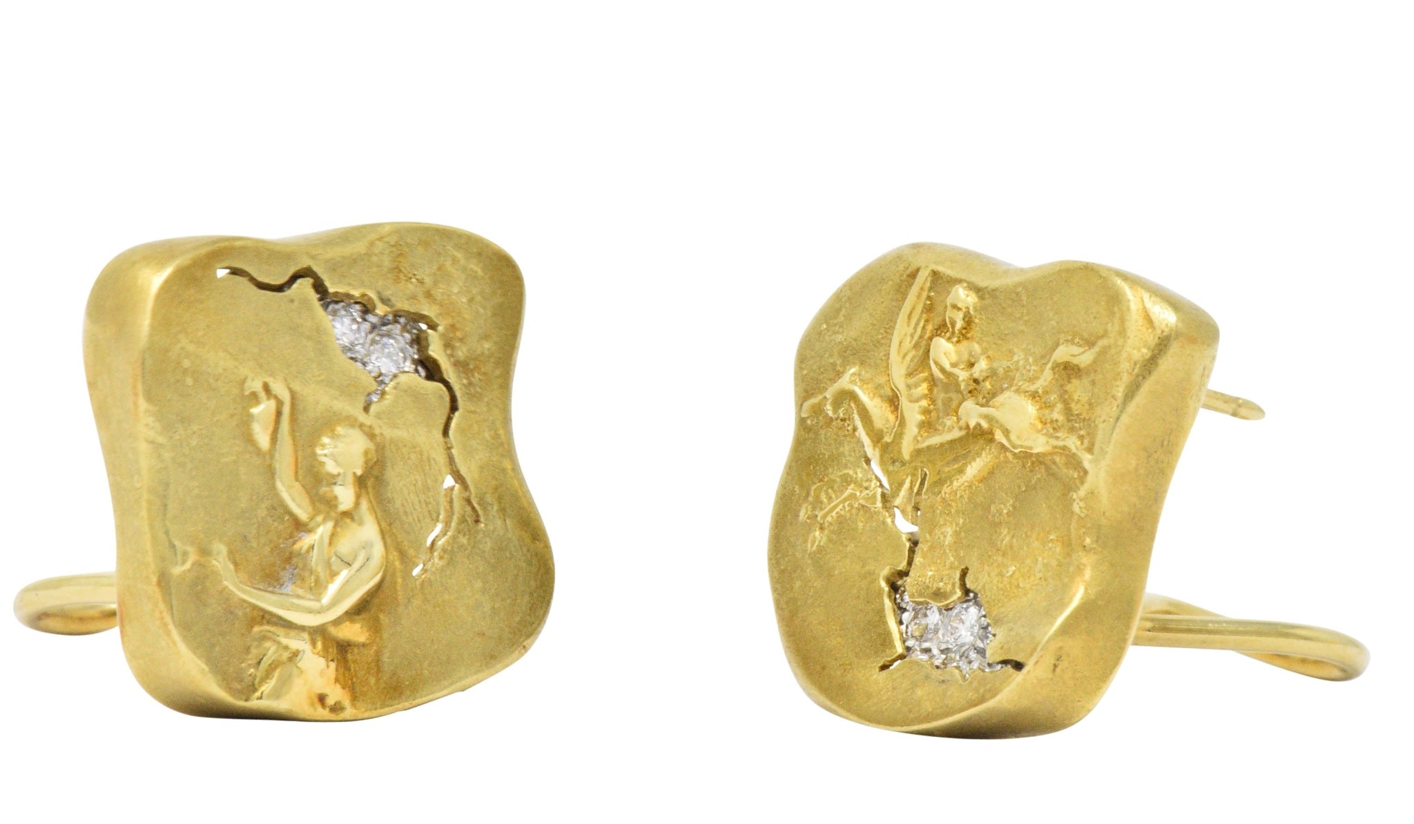 SeidenGang Diamond 18 Karat Gold Platinum Pegasus Odyssey Collection Earrings - Wilson's Estate Jewelry