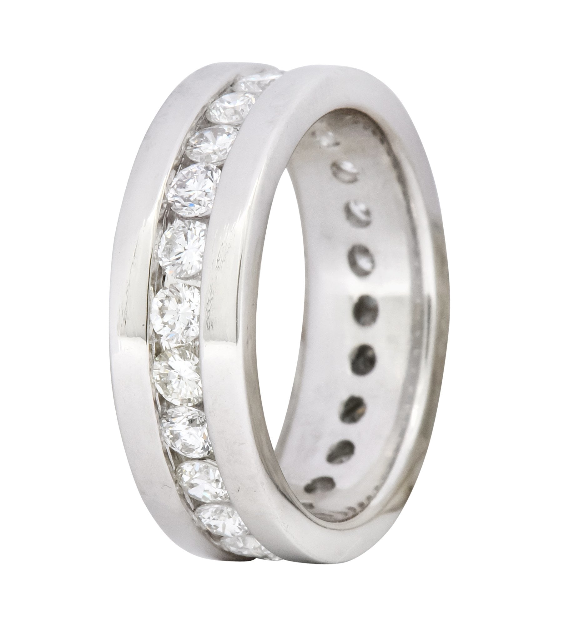 Simayof Modern 1.70 CTW Diamond Platinum Channel Eternity Band - Wilson's Estate Jewelry