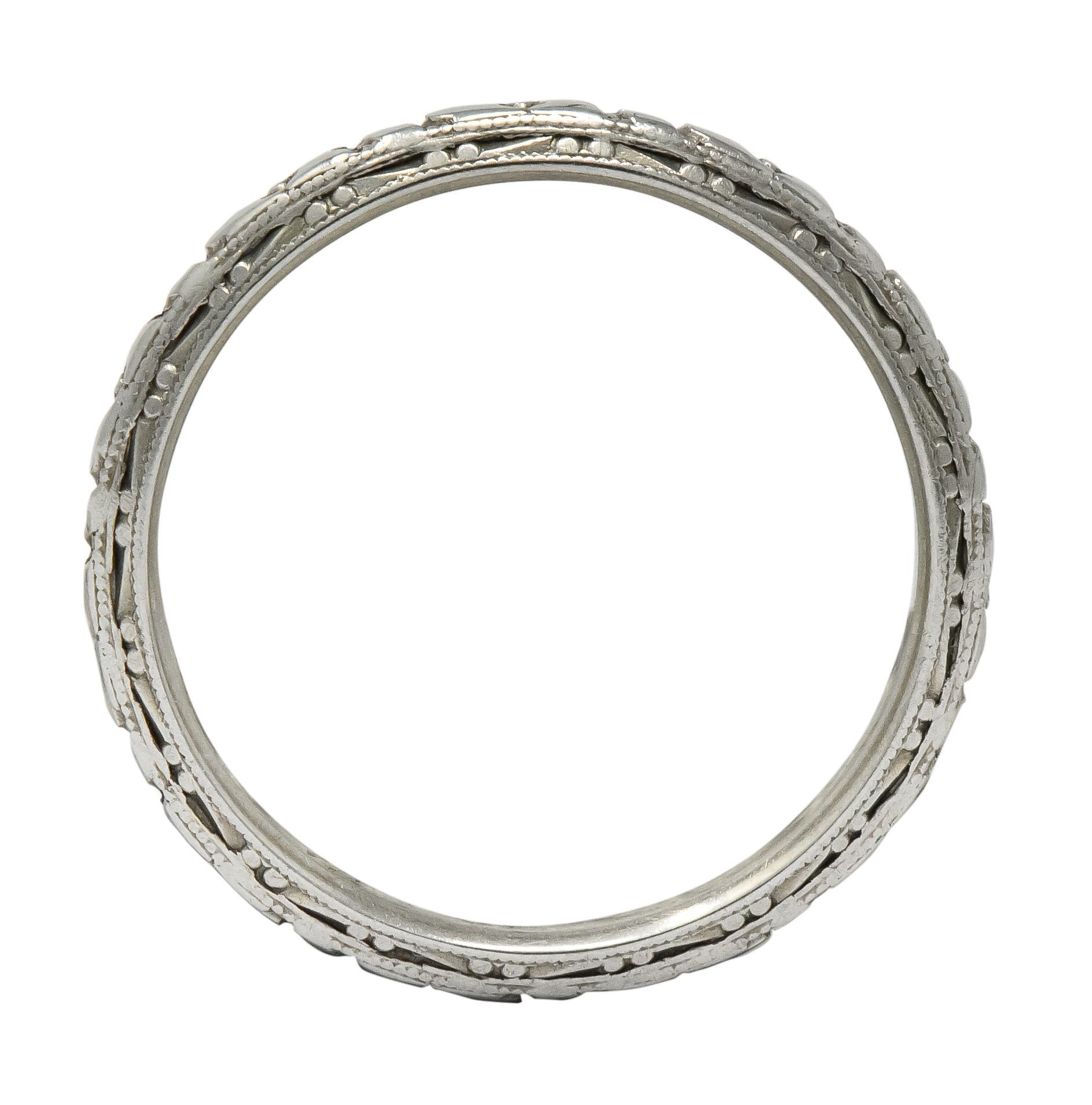 Sohengrin 1931 Art Deco 18 Karat White Gold Orange Blossom Band Stack Ring - Wilson's Estate Jewelry