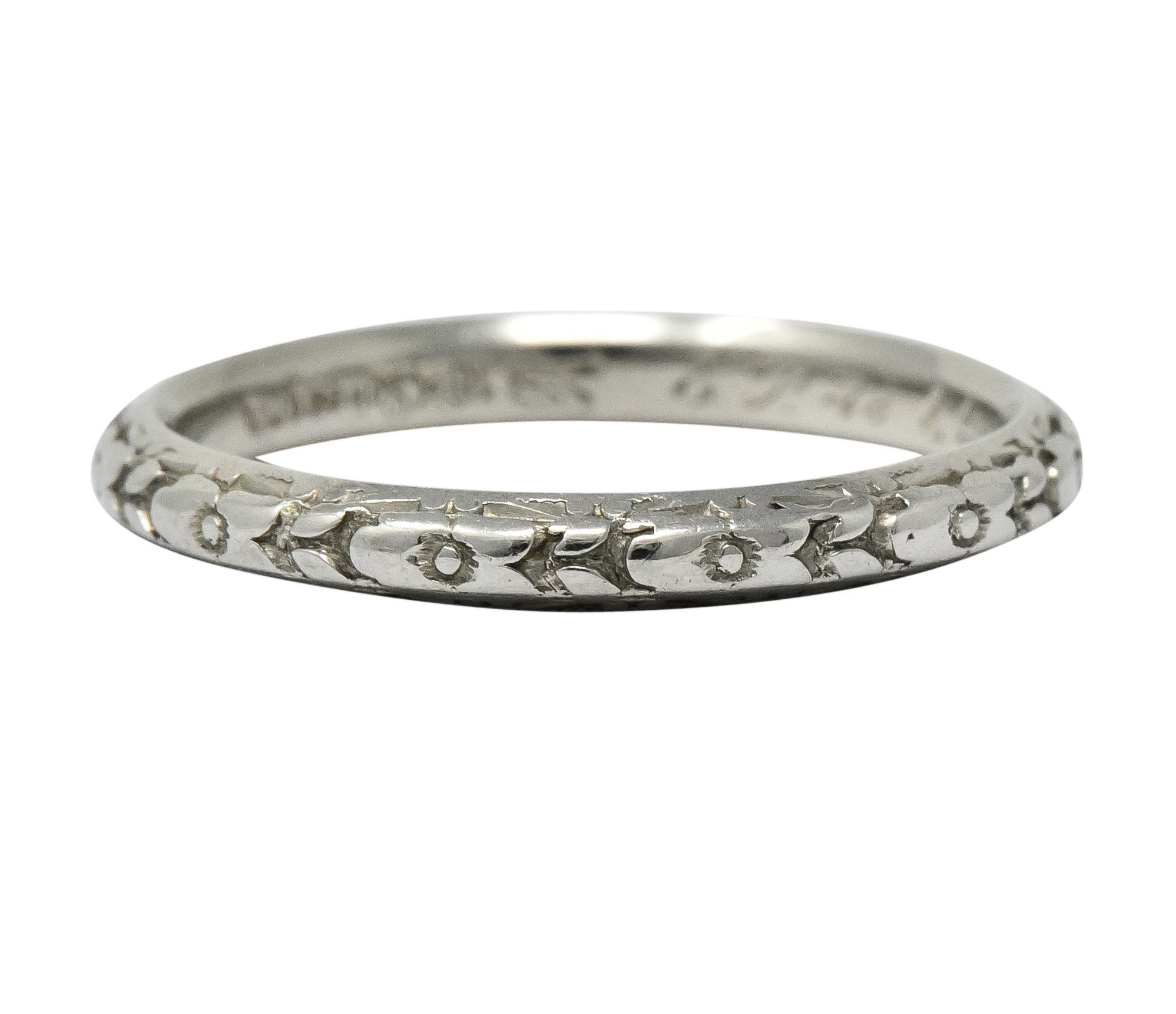 Sohengrin 1931 Art Deco 18 Karat White Gold Orange Blossom Band Stack Ring - Wilson's Estate Jewelry