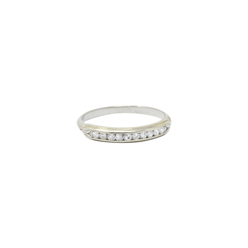 Sparkling Diamond 14 Karat White Gold Wedding Band Stackable Ring Wilson's Estate Jewelry