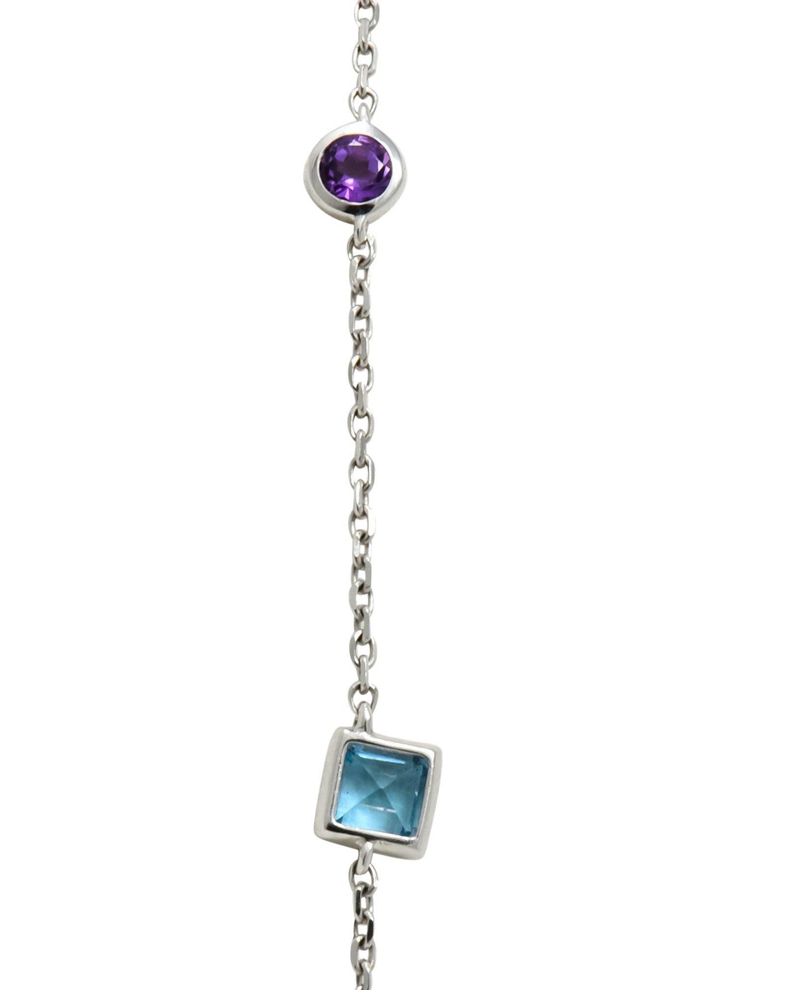 Stephen Webster Multi-Gem 18 Karat White Gold British Tessellated Necklace - Wilson's Estate Jewelry