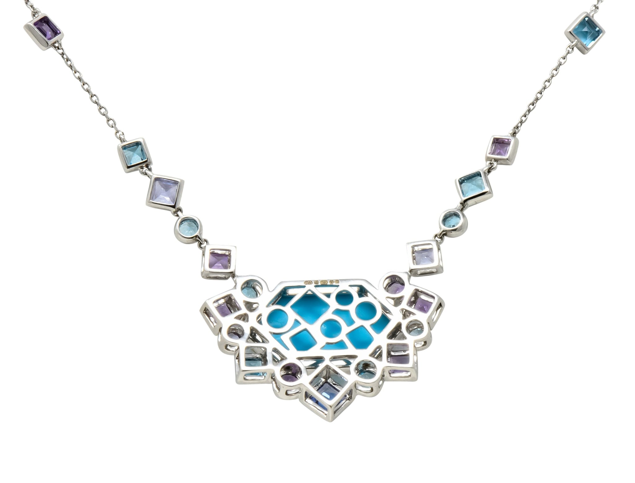 Stephen Webster Multi-Gem 18 Karat White Gold British Tessellated Necklace - Wilson's Estate Jewelry