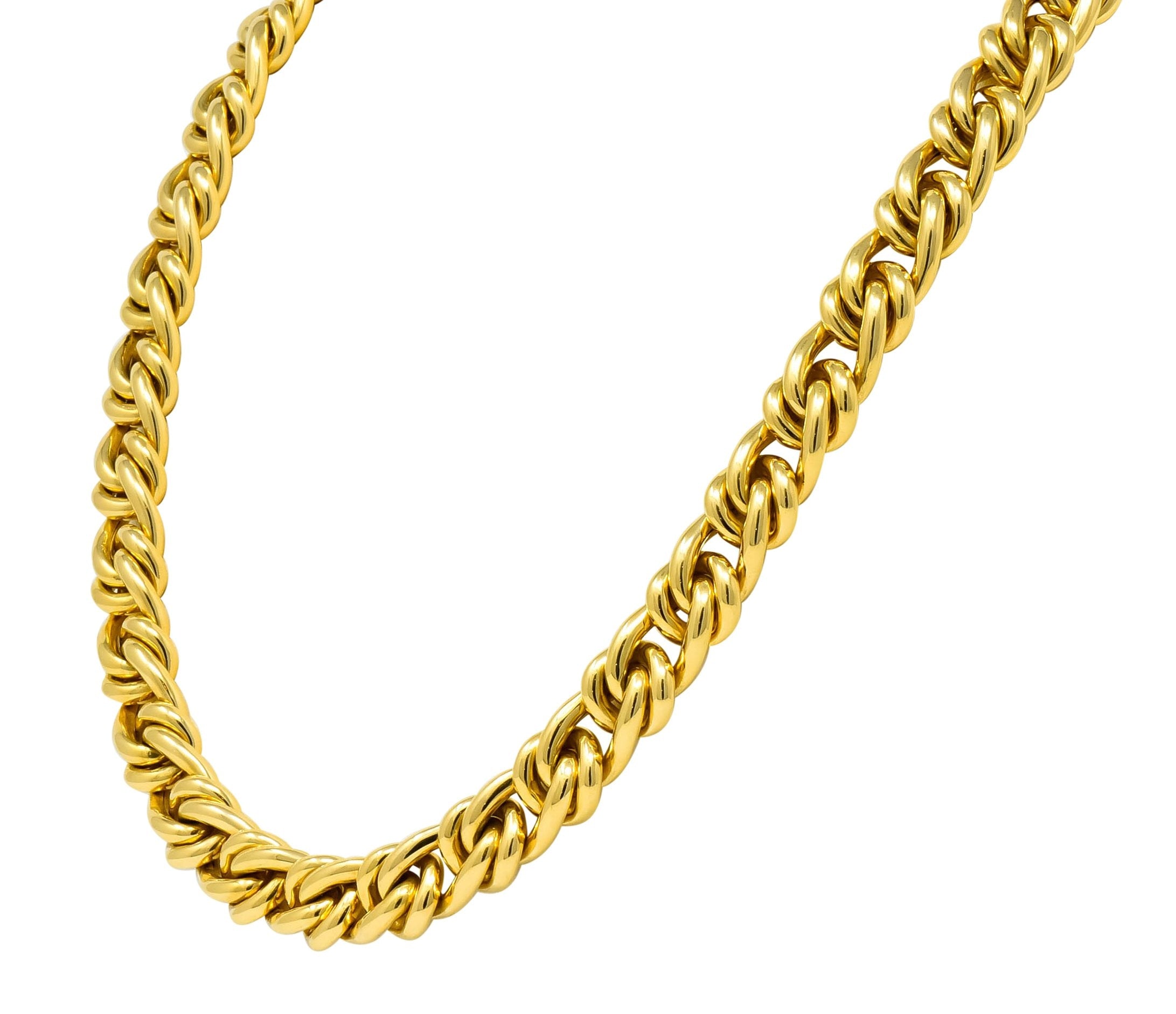 Substantial Tiffany & Co. Vintage 18 Karat Yellow Gold 30 Inch Curbed Link Necklace - Wilson's Estate Jewelry