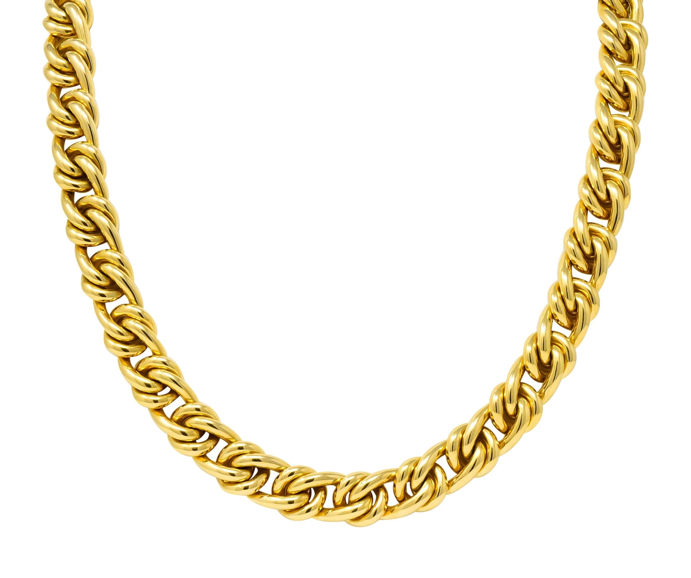 Substantial Tiffany & Co. Vintage 18 Karat Yellow Gold 30 Inch Curbed Link Necklace - Wilson's Estate Jewelry