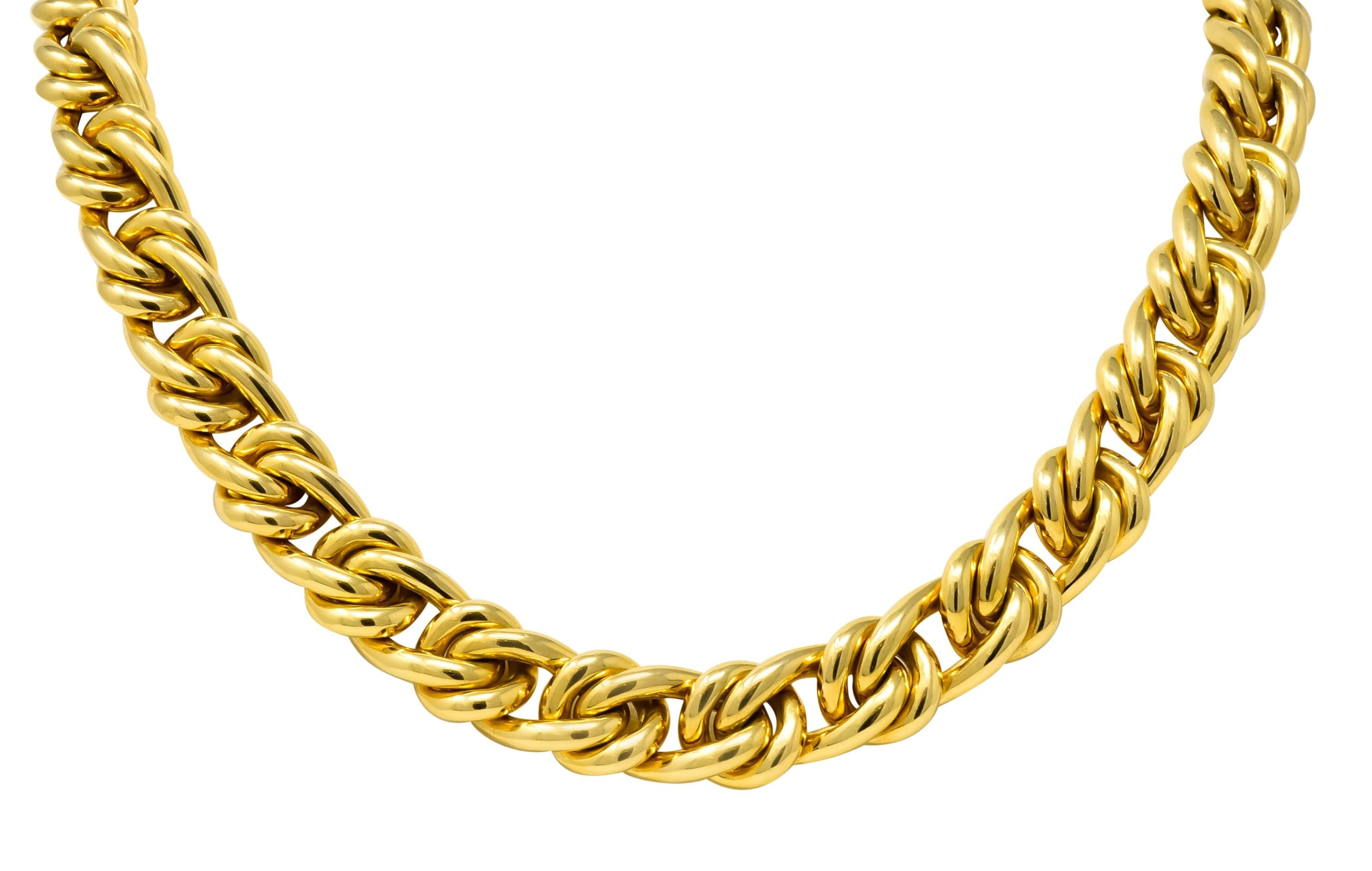 Substantial Tiffany & Co. Vintage 18 Karat Yellow Gold 30 Inch Curbed Link Necklace - Wilson's Estate Jewelry