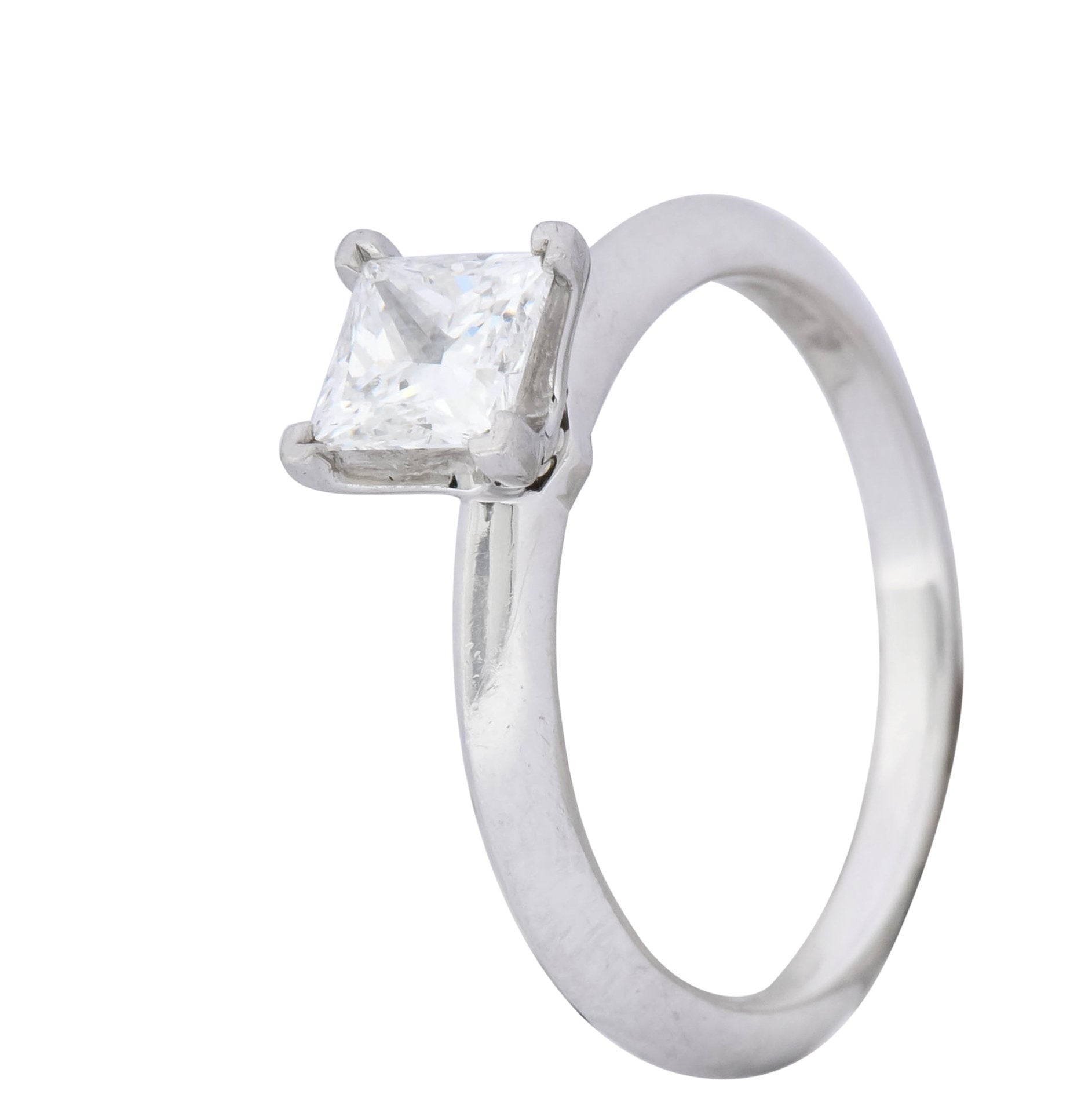 Tiffany & Co. 0.74 Carat Princess Cut Diamond Platinum Solitaire Engagement Ring - Wilson's Estate Jewelry