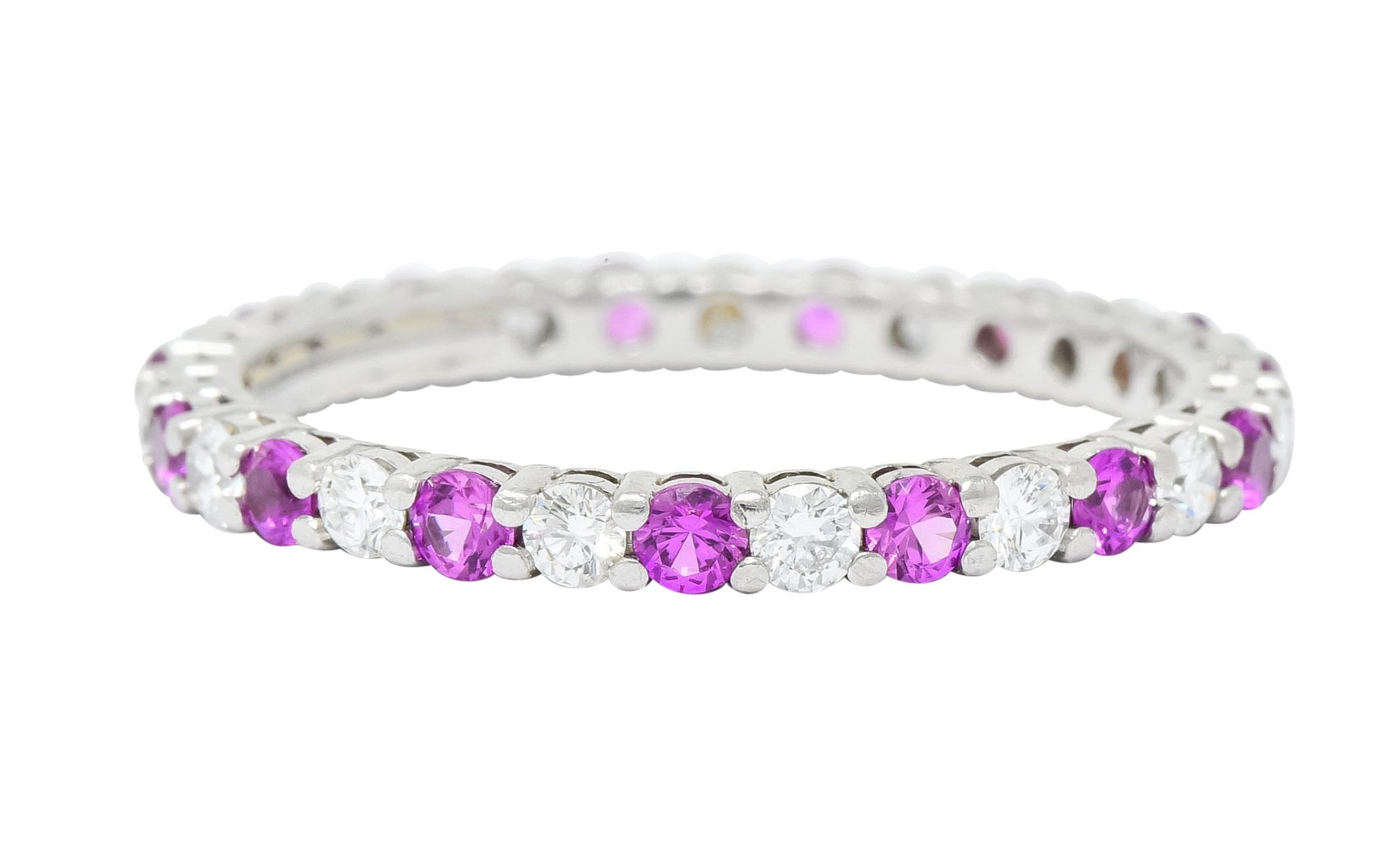 Tiffany & Co. 1.05 CTW Diamond Pink Sapphire Platinum Eternity Band - Wilson's Estate Jewelry