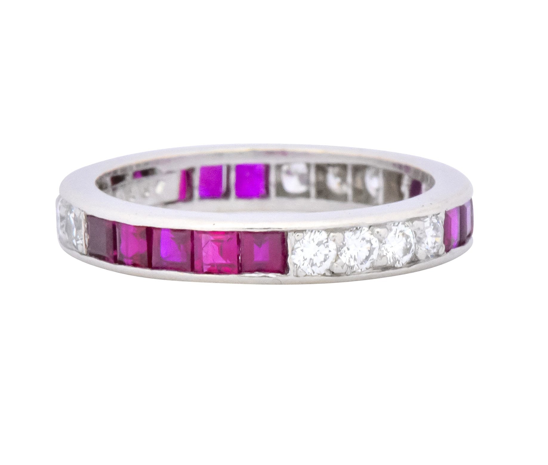 Tiffany & Co. 1.26 CTW Diamond Ruby Platinum Eternity Band Circa 1950's - Wilson's Estate Jewelry