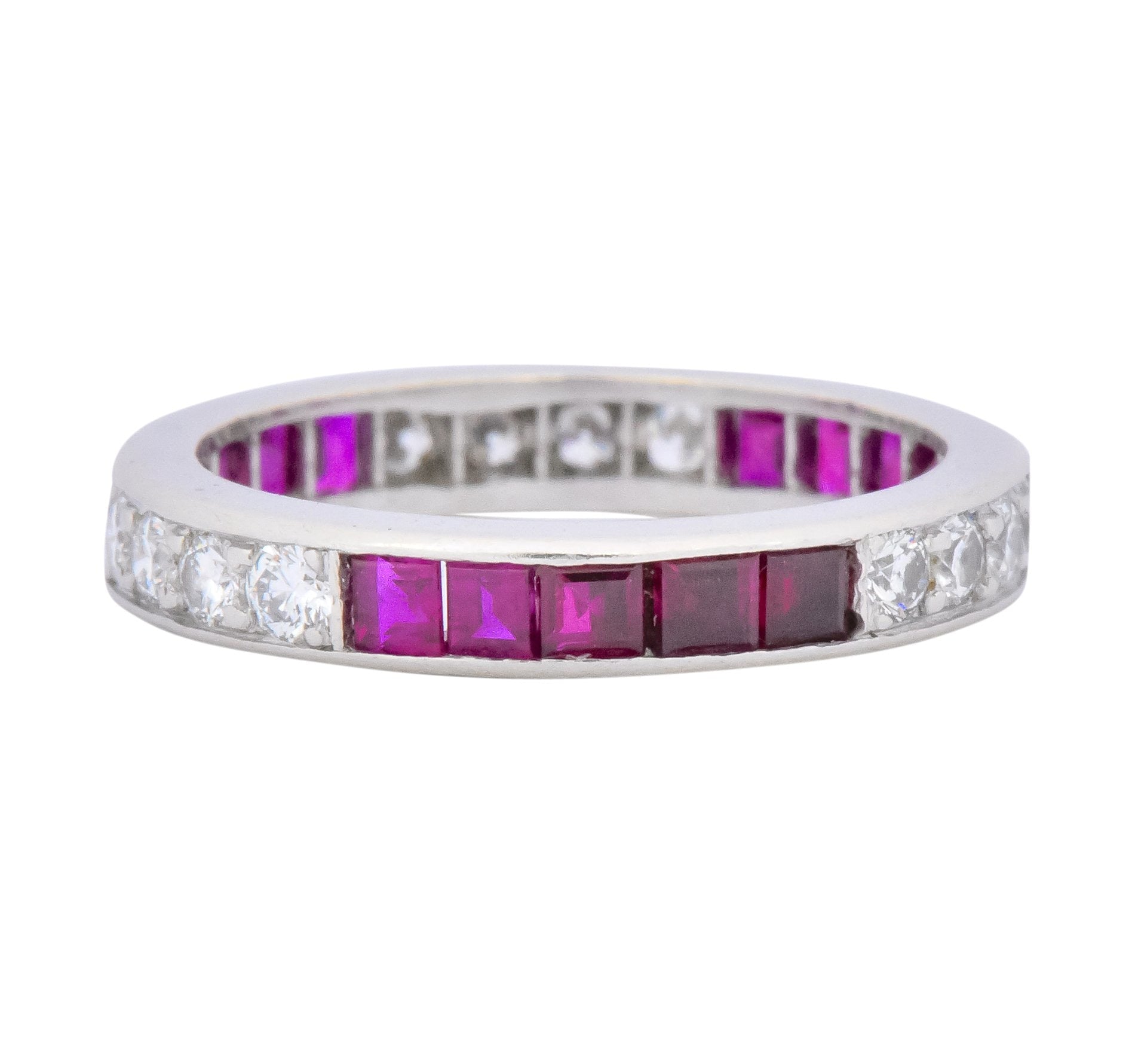 Tiffany & Co. 1.26 CTW Diamond Ruby Platinum Eternity Band Circa 1950's - Wilson's Estate Jewelry