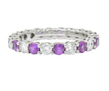 Tiffany & Co. 1.85 CTW Pink Sapphire Diamond Platinum "Embrace" Eternity Band Ring Wilson's Estate Jewelry