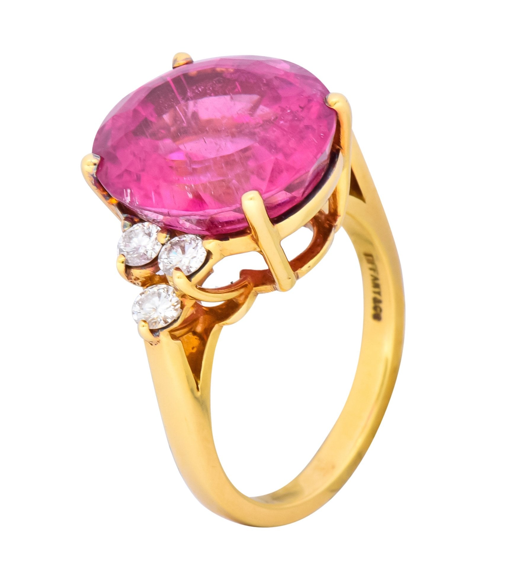 Tiffany & Co. 11.09 CTW Pink Tourmaline Diamond 18 Karat Gold Cocktail Ring - Wilson's Estate Jewelry