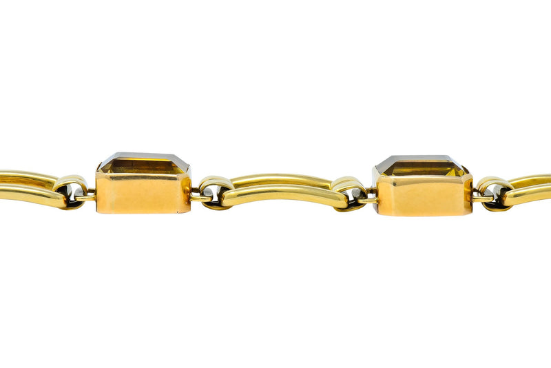 Tiffany & Co. 1940's Retro 32.00 CTW Citrine 14 Karat Gold Link Bracelet - Wilson's Estate Jewelry