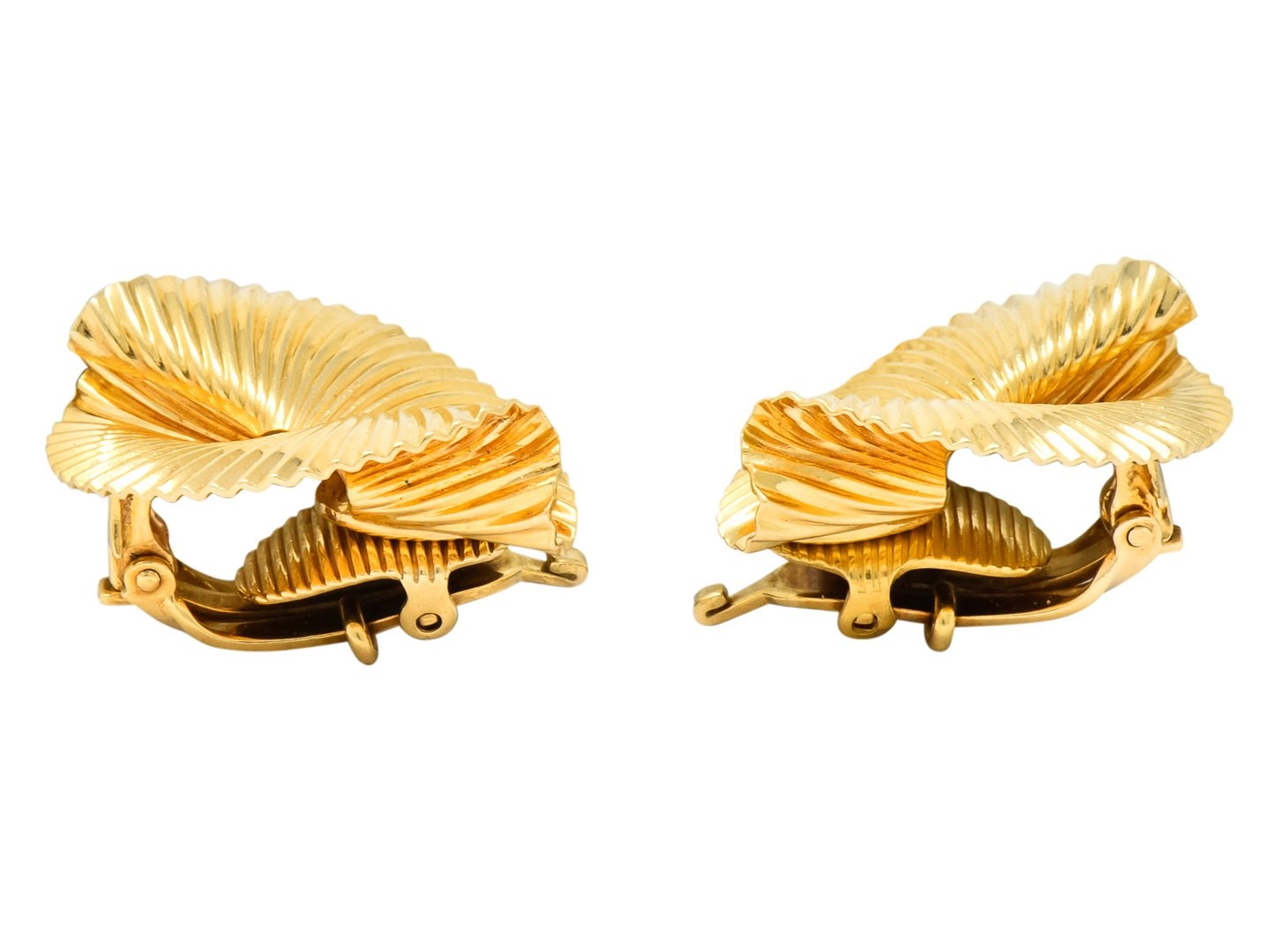 Tiffany & Co. 1950's Retro 14 Karat Gold Foliate Ear-Clip Earrings - Wilson's Estate Jewelry